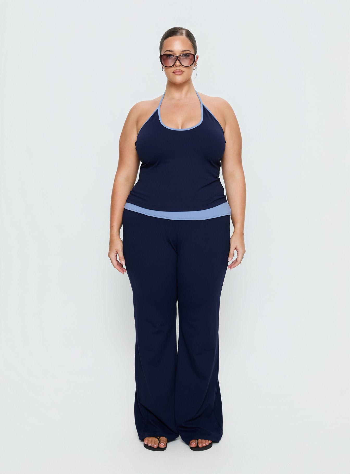 Kobee Jersey Halter Top Navy / Light Blue Curve - Image 7