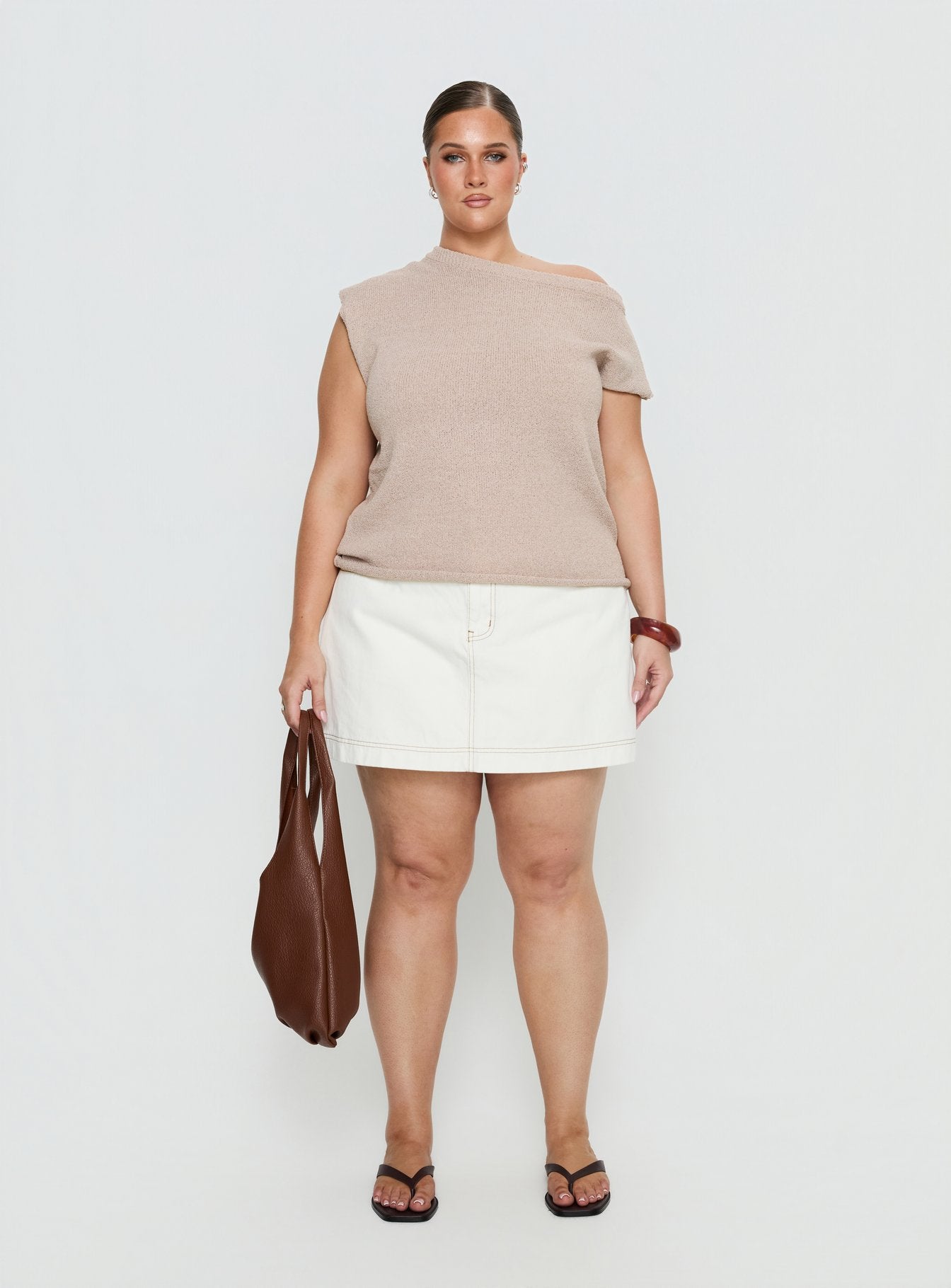 Ashfield Off Shoulder Top Oat Curve - Image 7