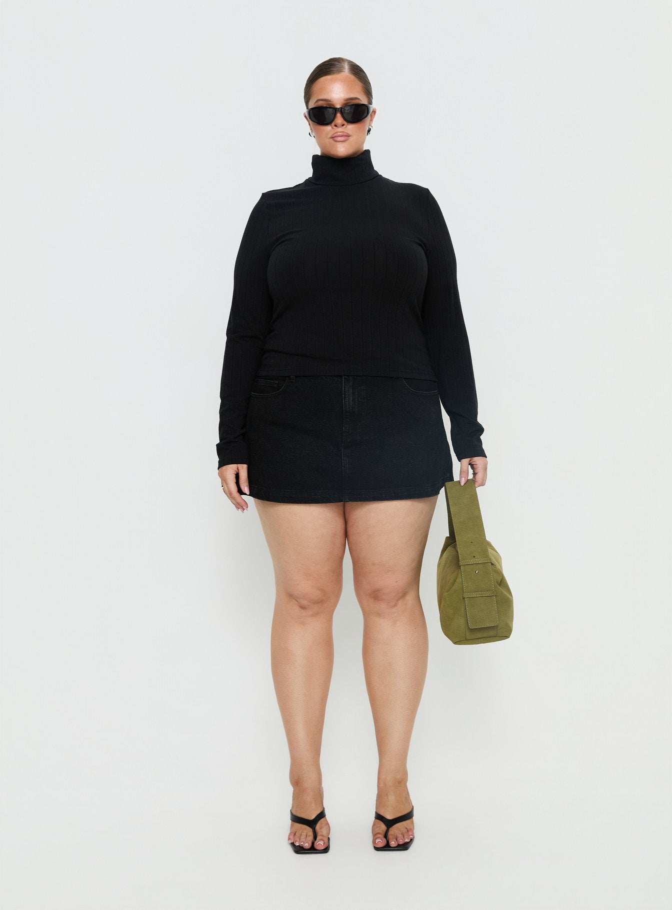 Enisa High Neck Long Sleeve Top Black Curve - Image 7