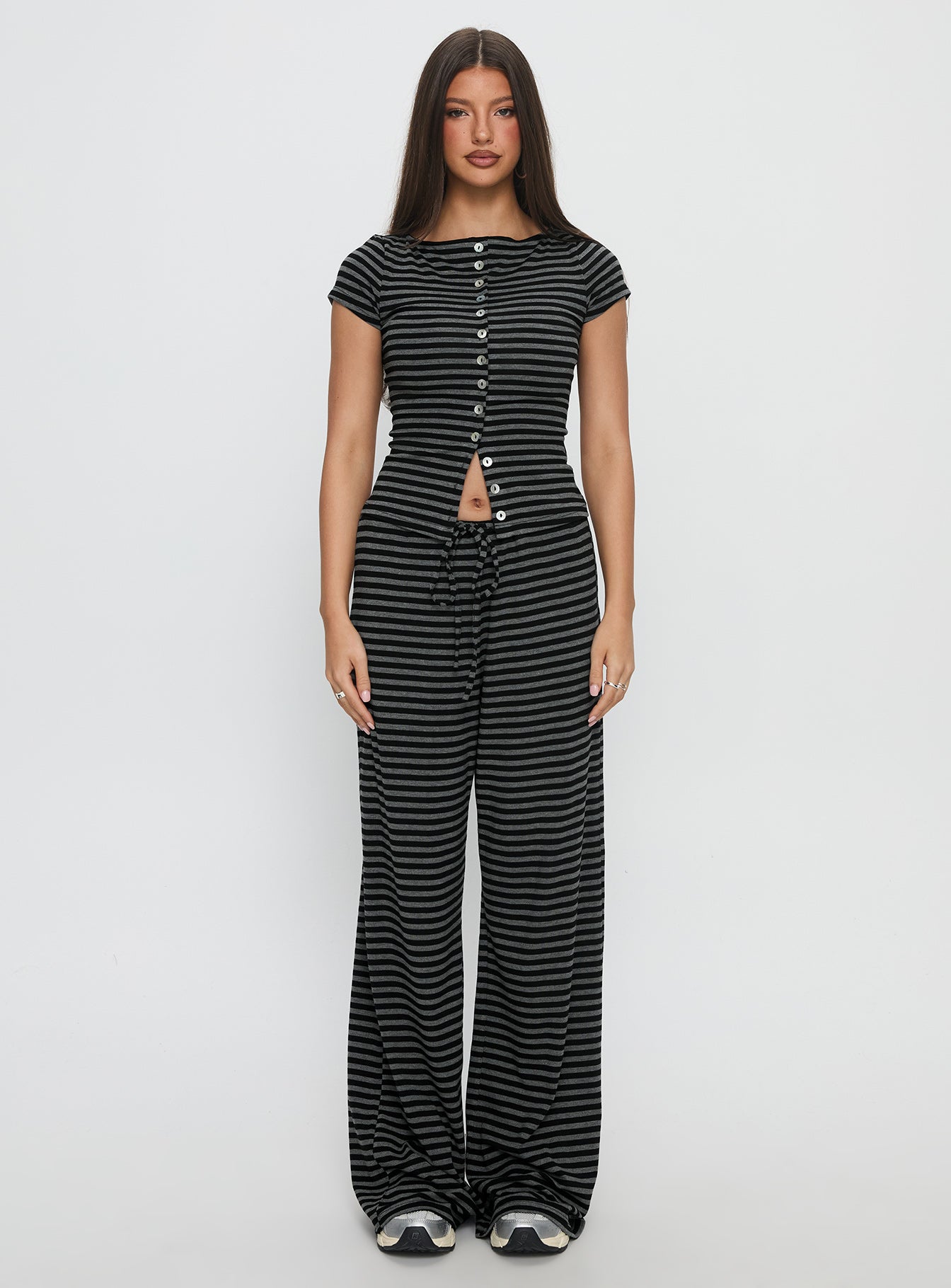 Gavrielle Jersey Wide Leg Pants Stripe - Image 7