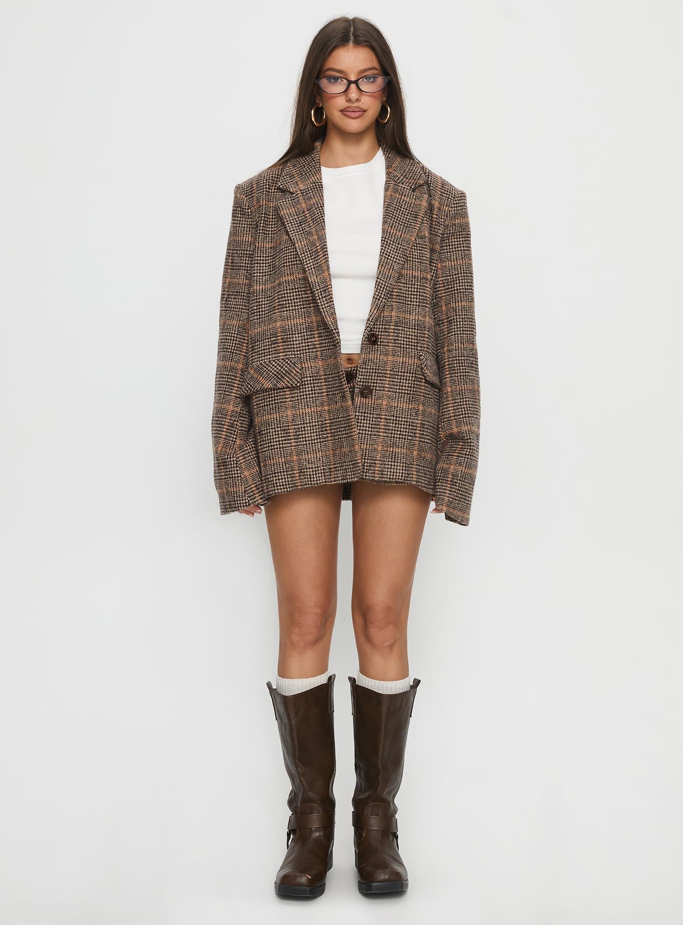 Ayvanna Mini Shorts Brown Check - Image 7