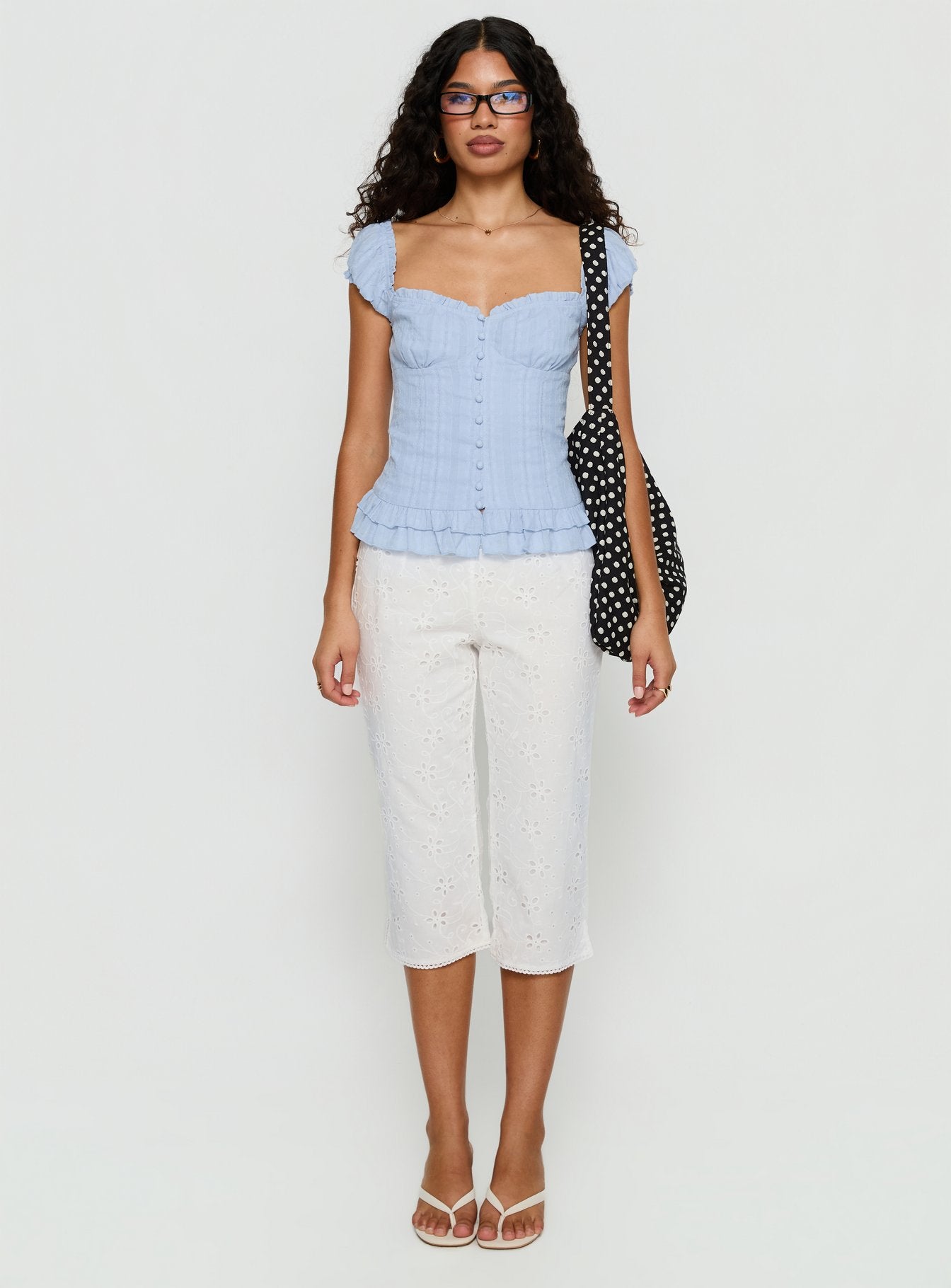 Suiter Frill Detail Top Soft Blue - Image 7