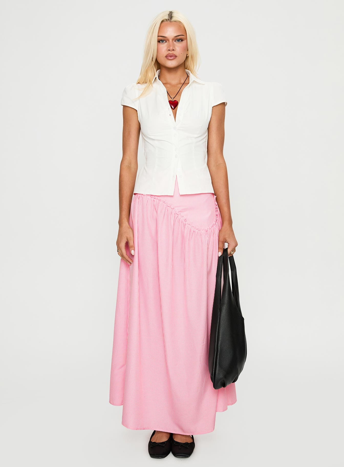 Apresia Maxi Skirt Pink Gingham - Image 7