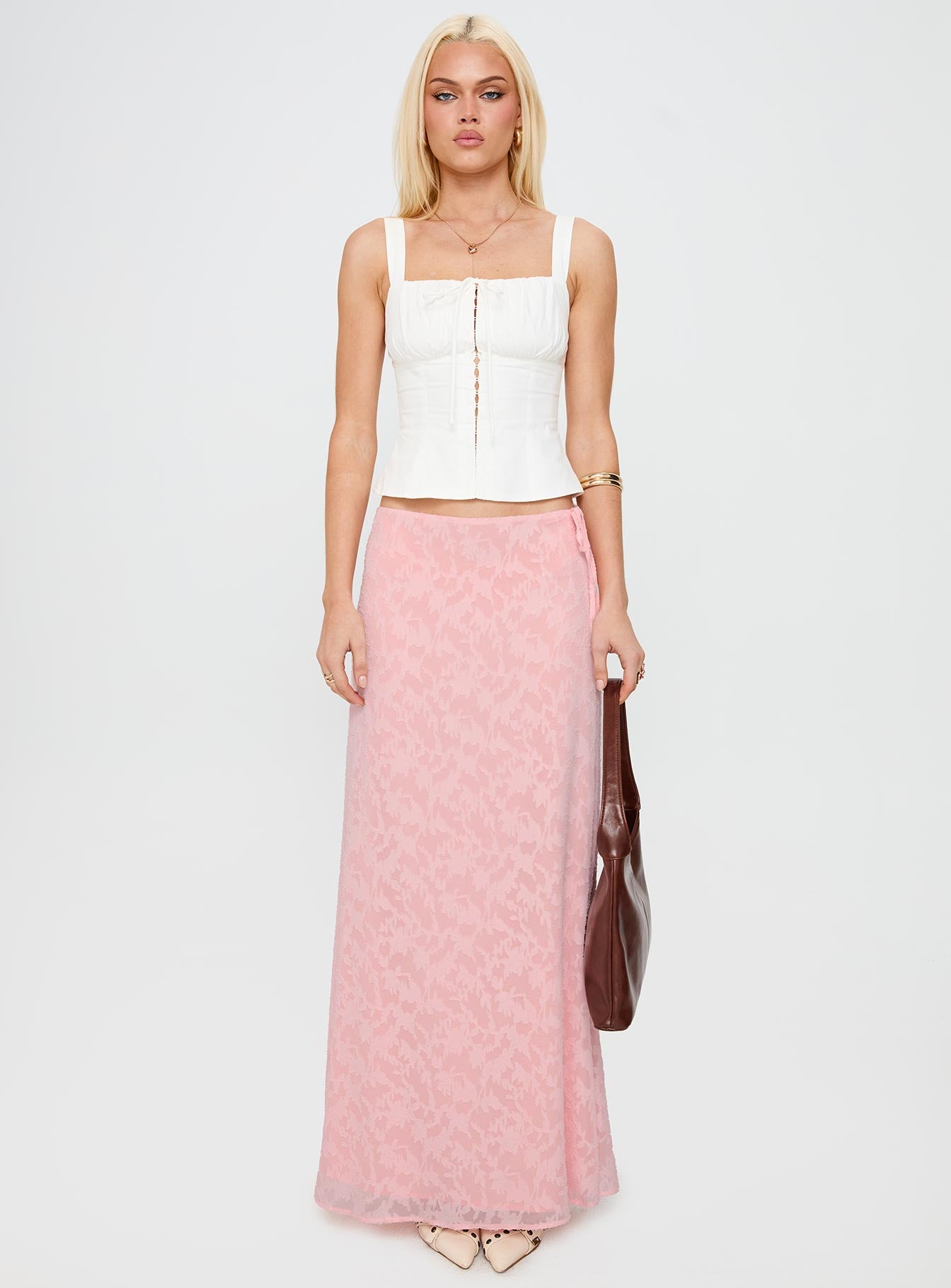 Youthful Spirit Lace Maxi Skirt Pink - Image 7