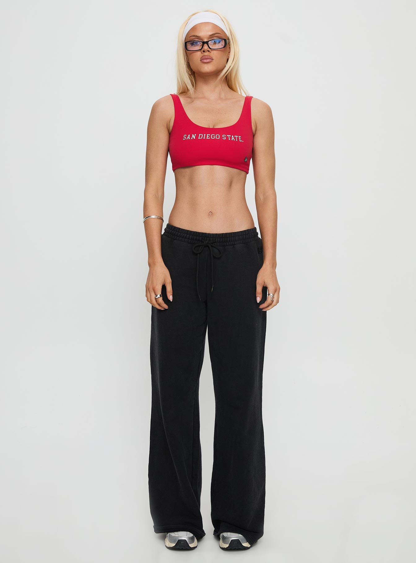 SDSU Scoop Neck Crop Top Red - Image 6