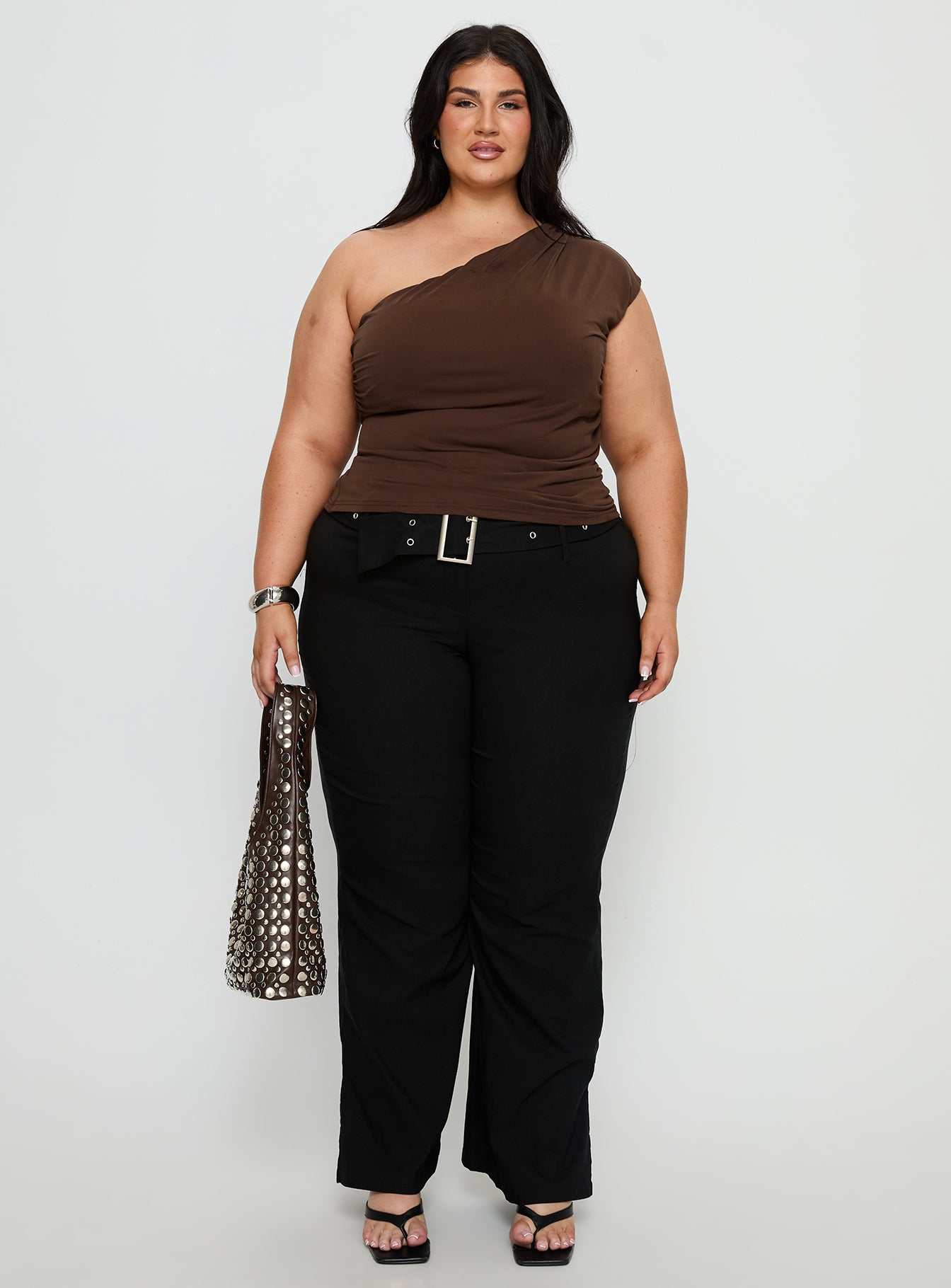 Amelyn One Shoulder Top Brown Curve - Image 6