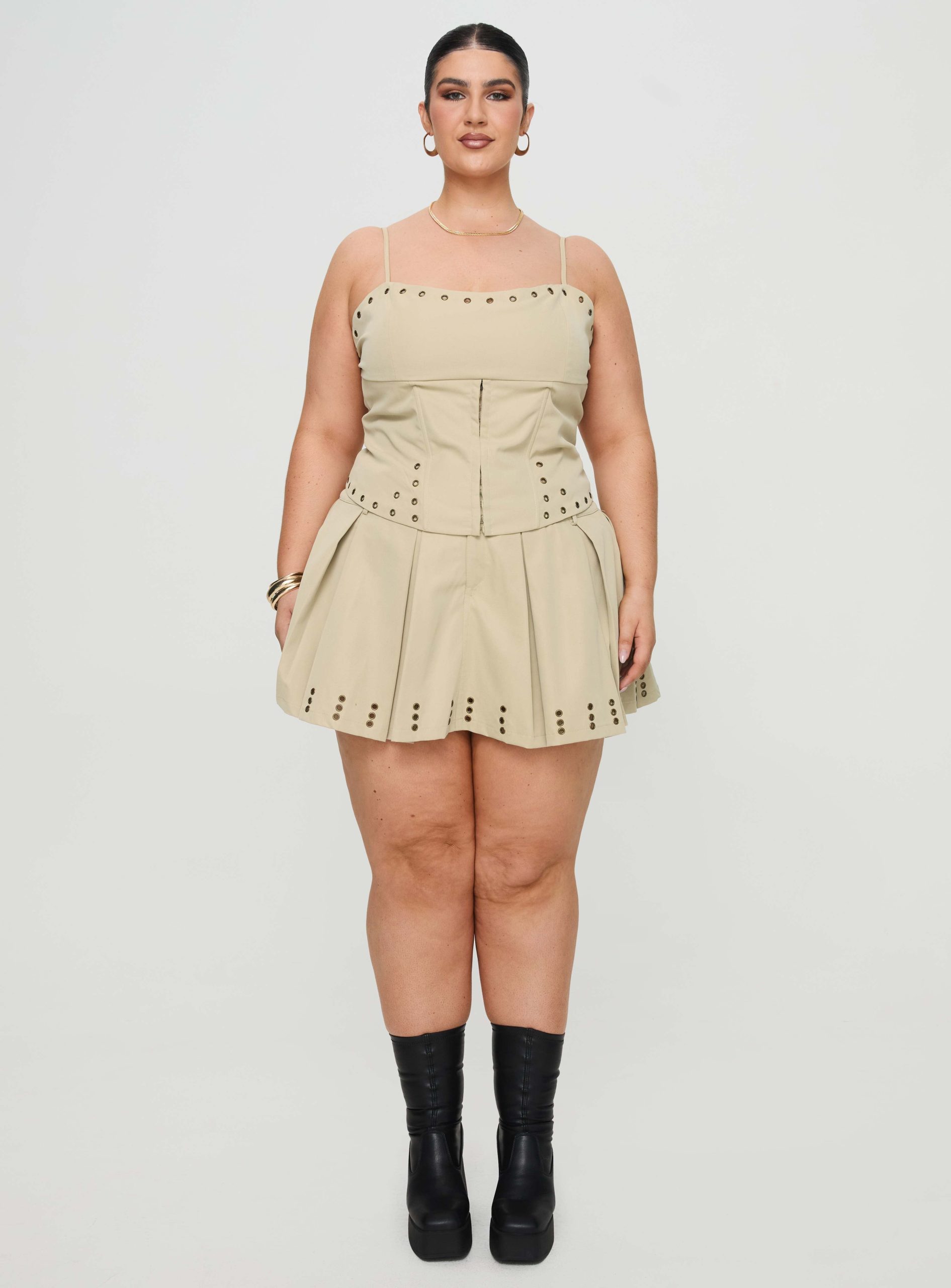 Alinzia Eyelet Corset Top Beige Curve - Image 7