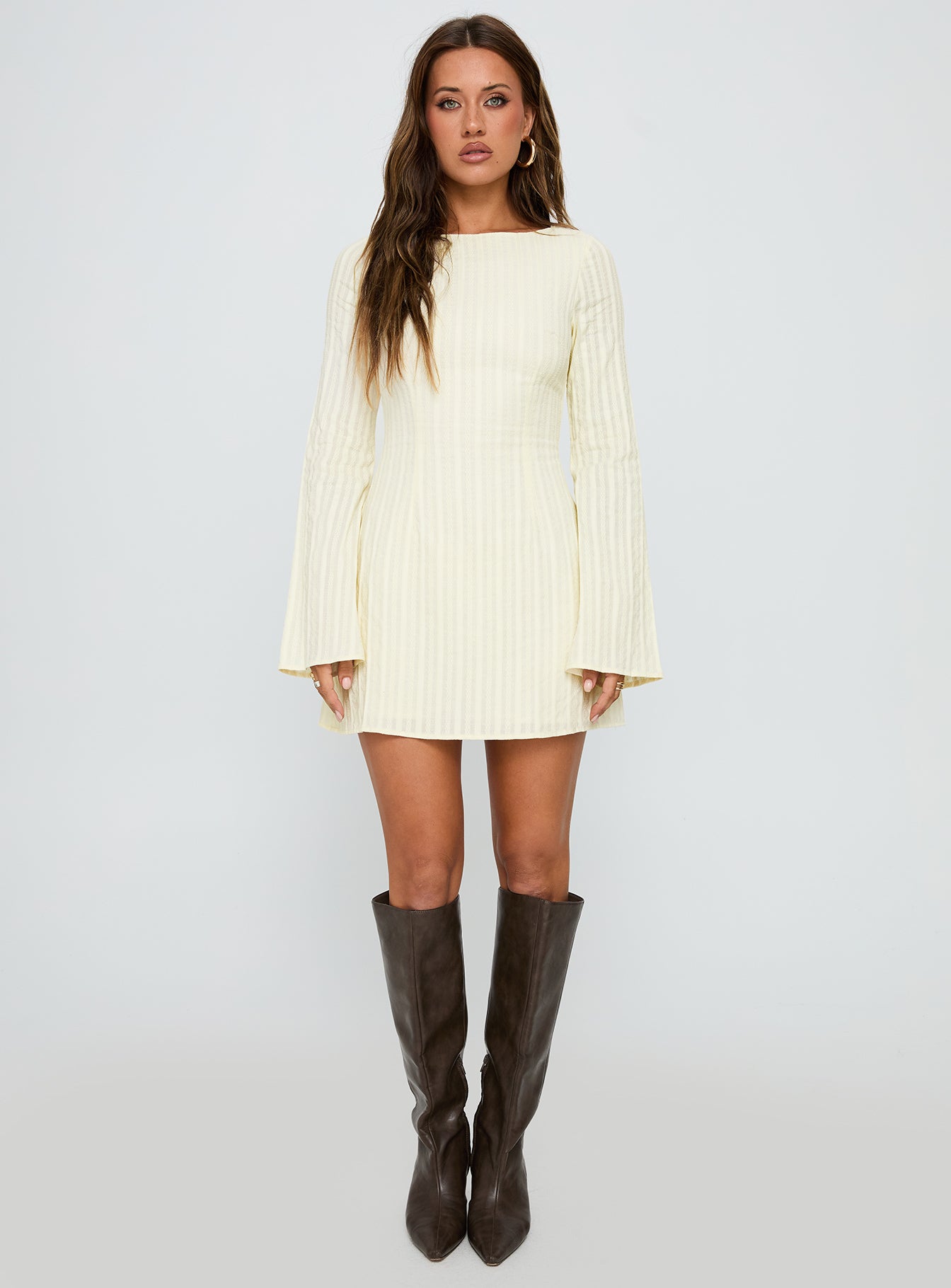 Alfalfa Long Sleeve Mini Dress Cream - Image 7