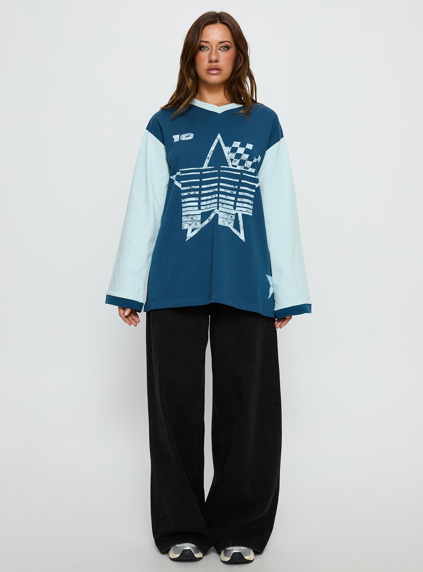 Starletta Long Sleeve Moto Top Blue - Image 7