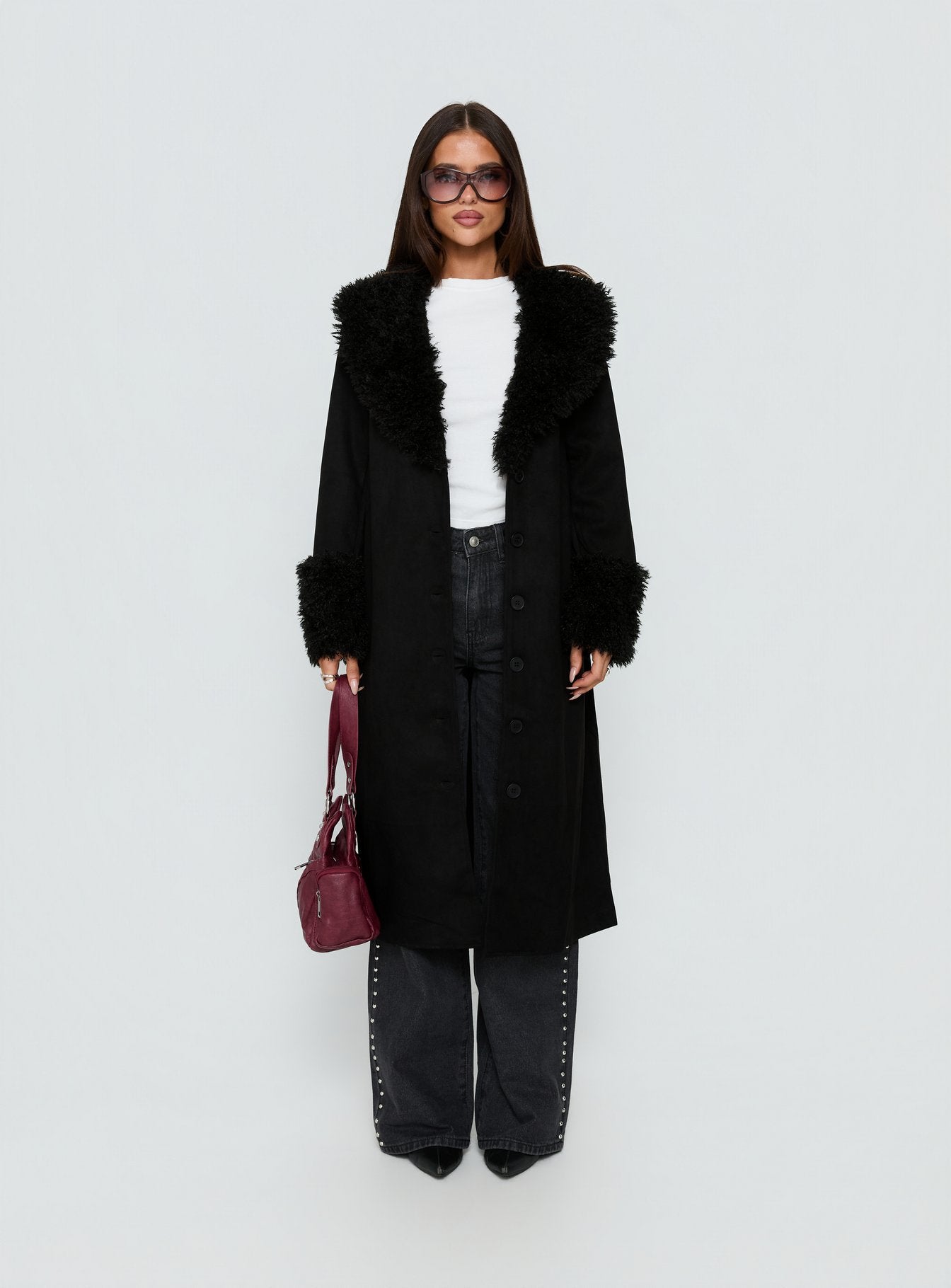 After Party Shearling Jacket Black - Image 8