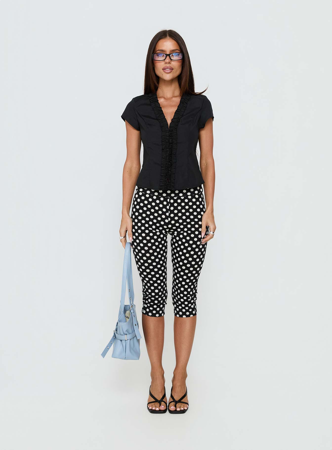 Isadonna Capri Pants Black Polka Dot - Image 7