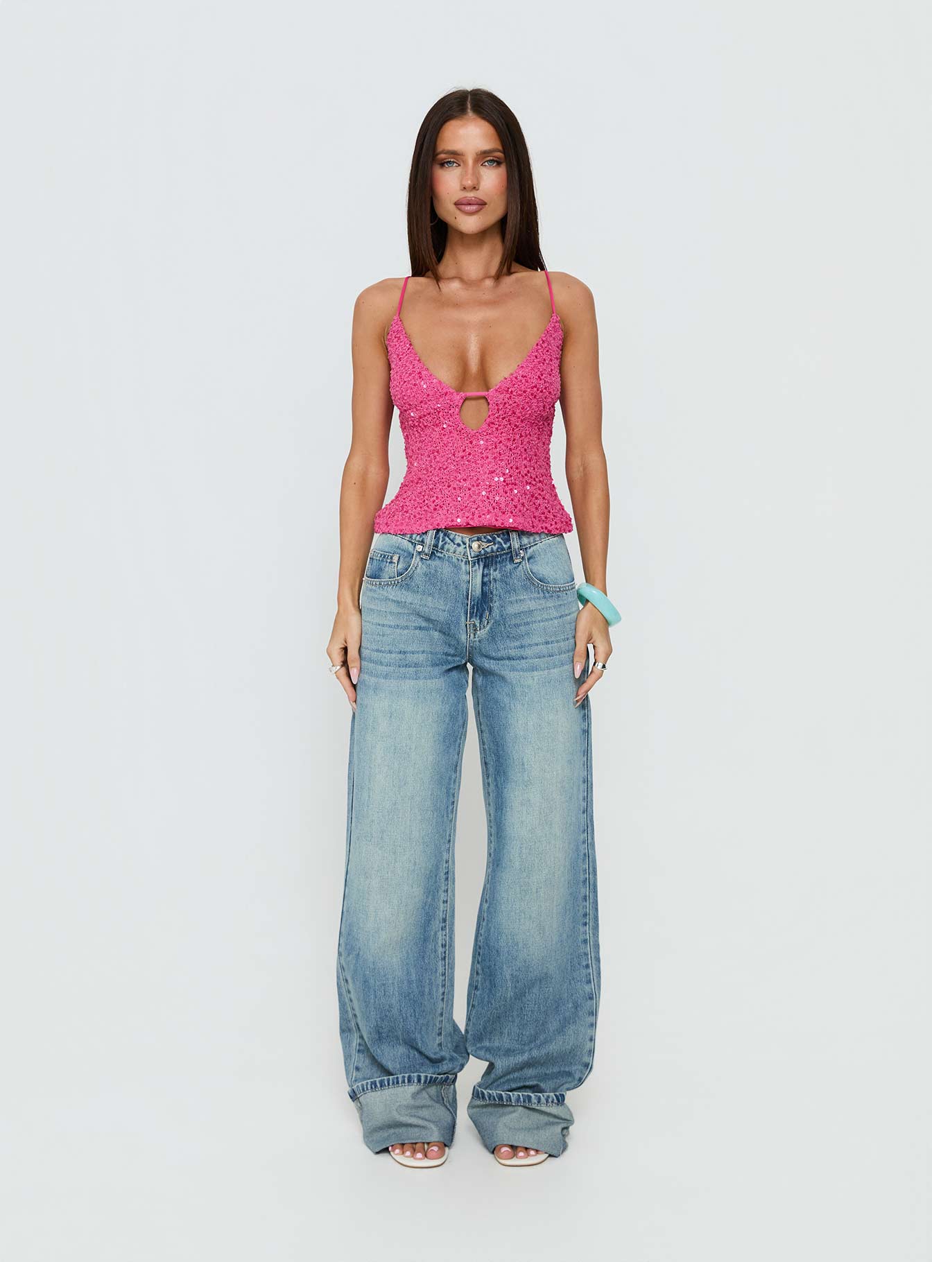 Feel The Vibrations Sequin Top Hot Pink - Image 6