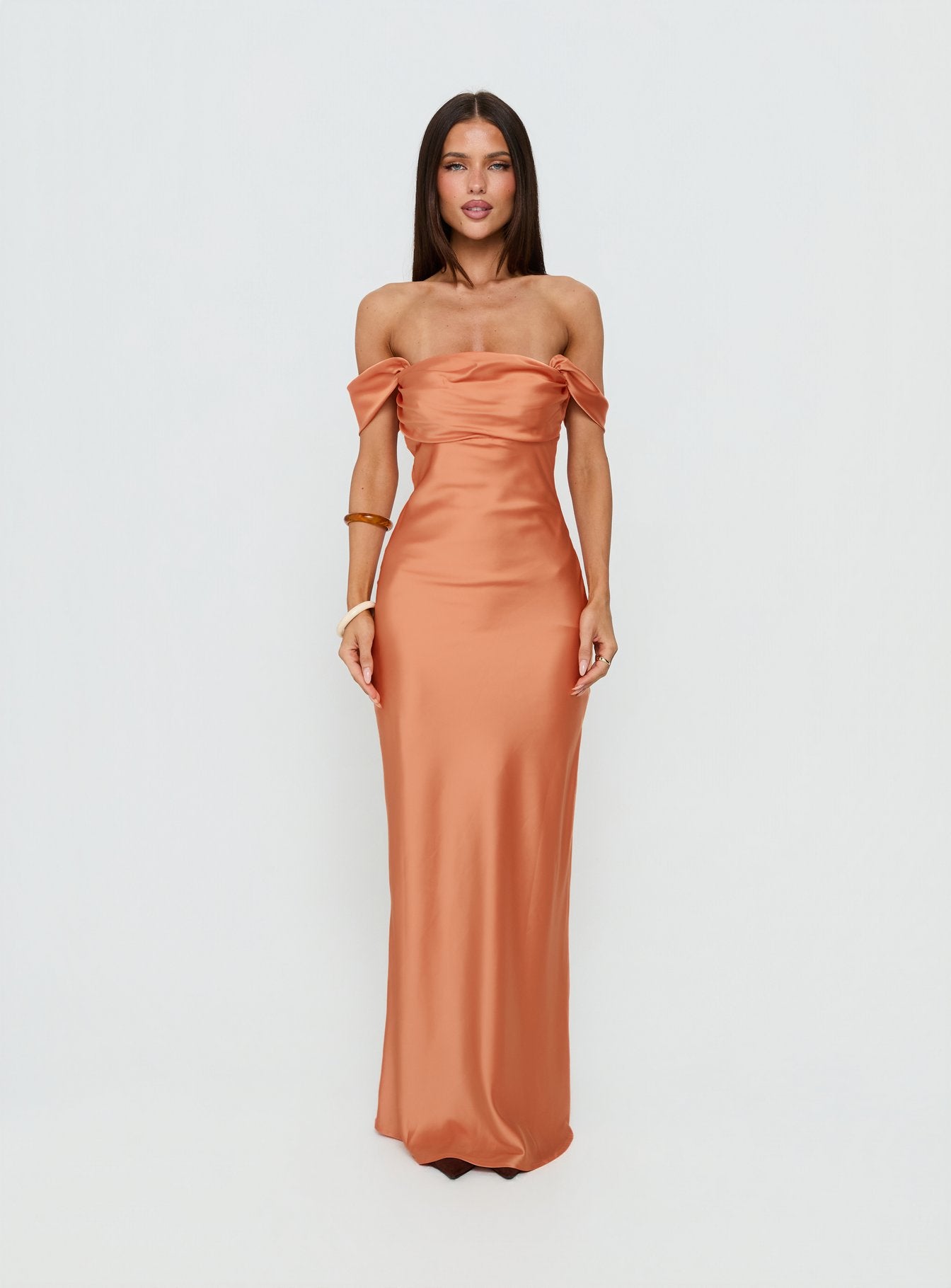 Azura Off The Shoulder Maxi Dress Orange - Image 7