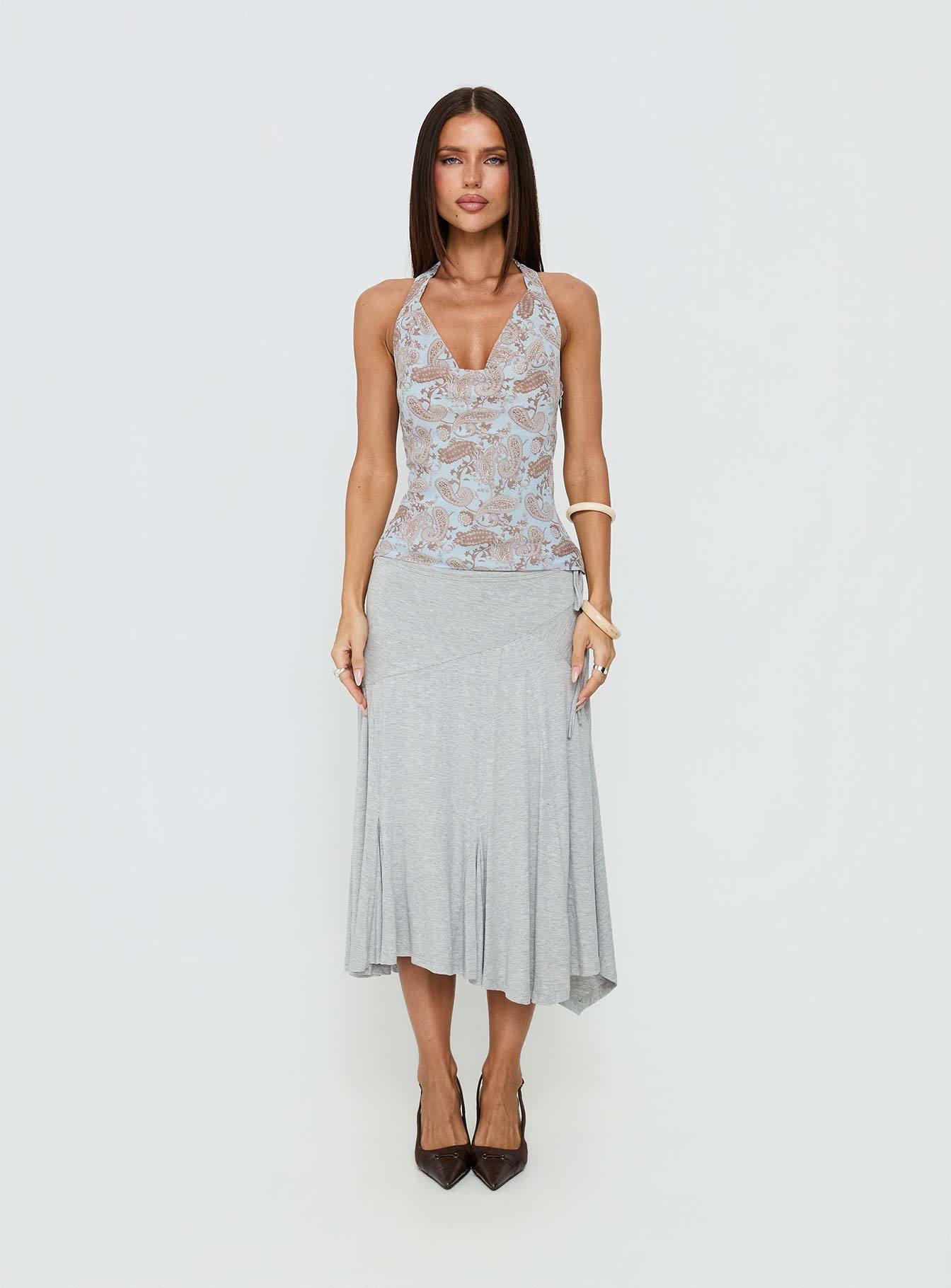 Xiomara Cowl Halter Top Blue Paisley - Image 6