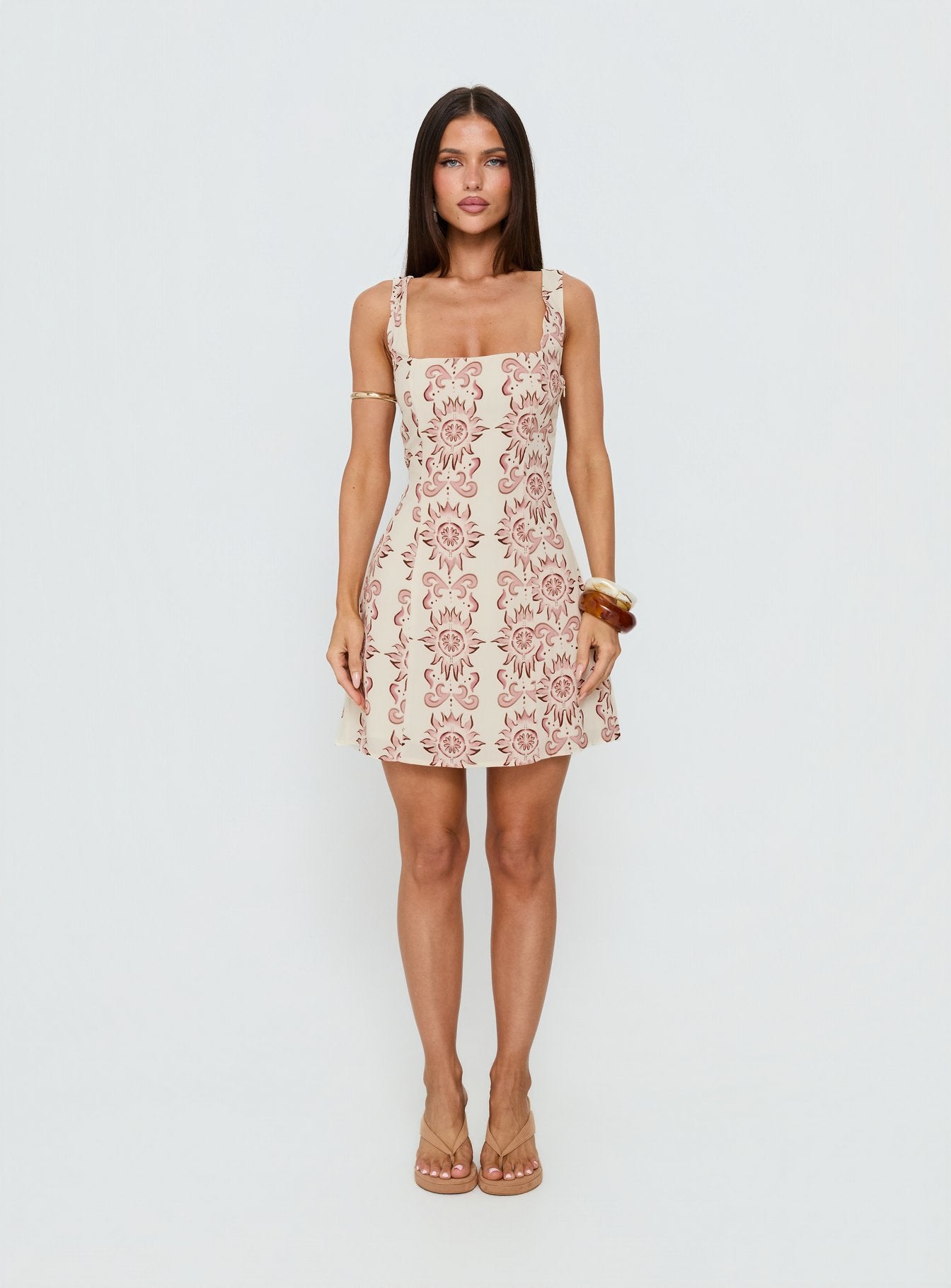 Maris Mini Dress Cream / Pink - Image 7