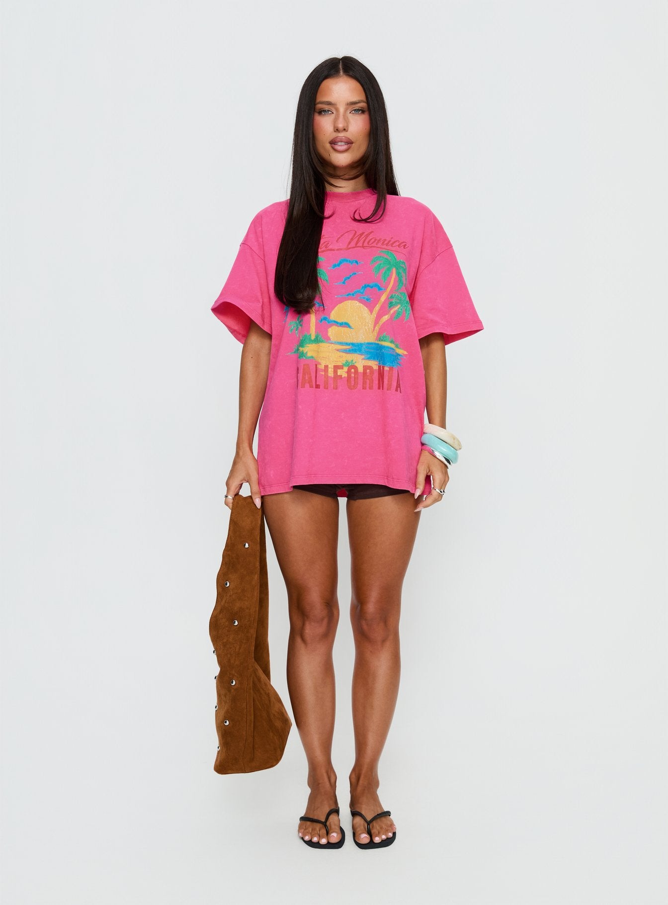 Santa Monica Beach Oversized Graphic Tee Washed Pink - Image 6