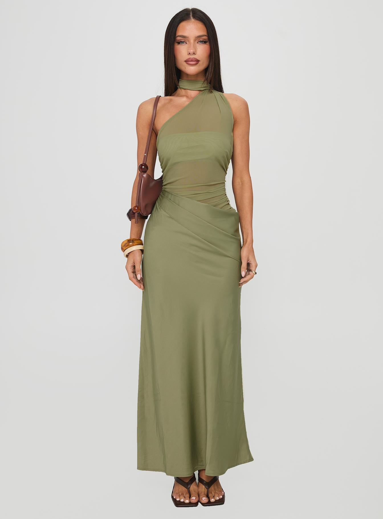 Indiara Halter Mesh Maxi Dress Green - Image 7
