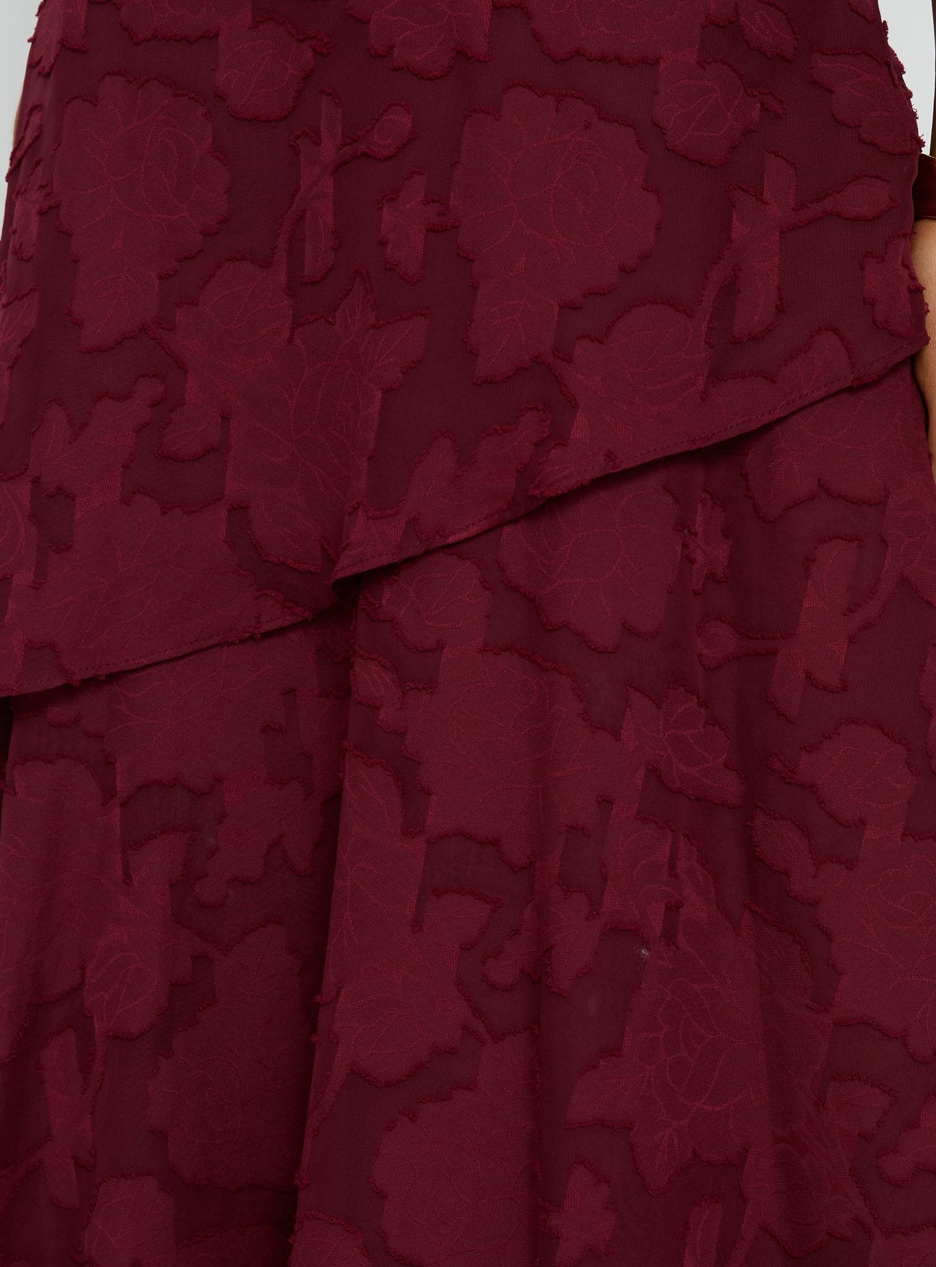 Lyricah Tiered Tie Back Maxi Dress Burgundy - Image 7