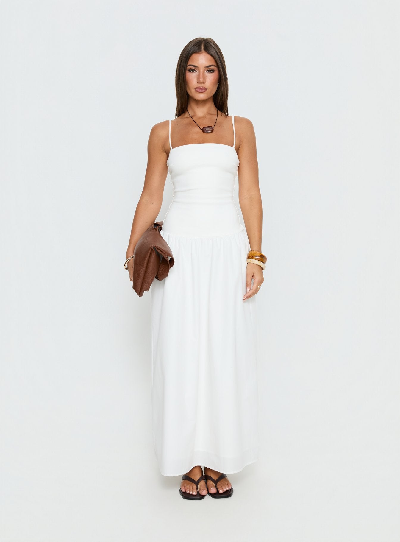 Erroll Drop Waist Knit Maxi Dress White - Image 7