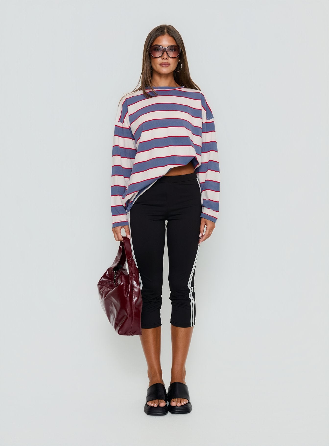 Horizon Long Sleeve Top Dusty Blue Stripe - Image 8