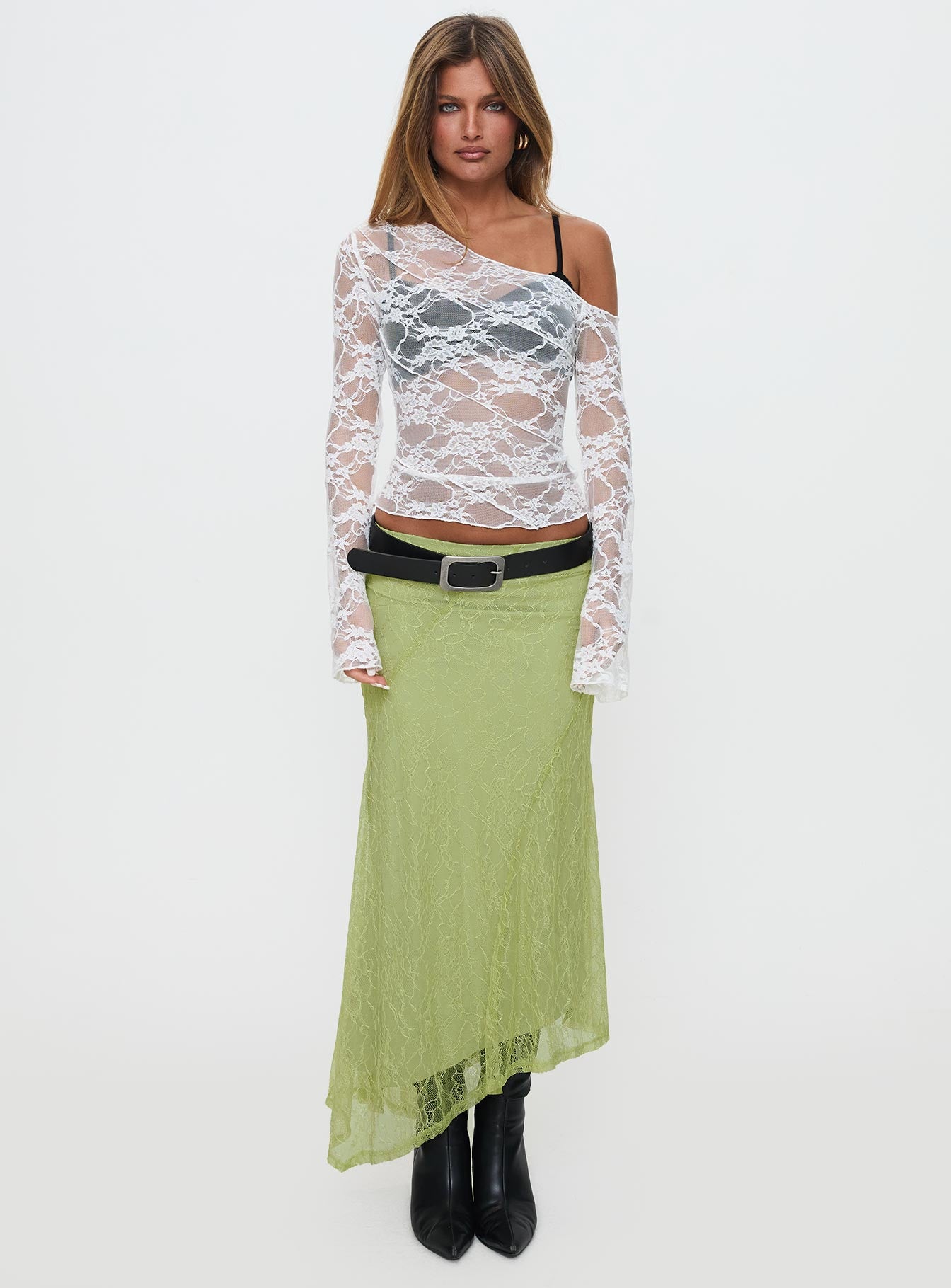Dreamcatcher Lace Maxi Skirt Green - Image 9