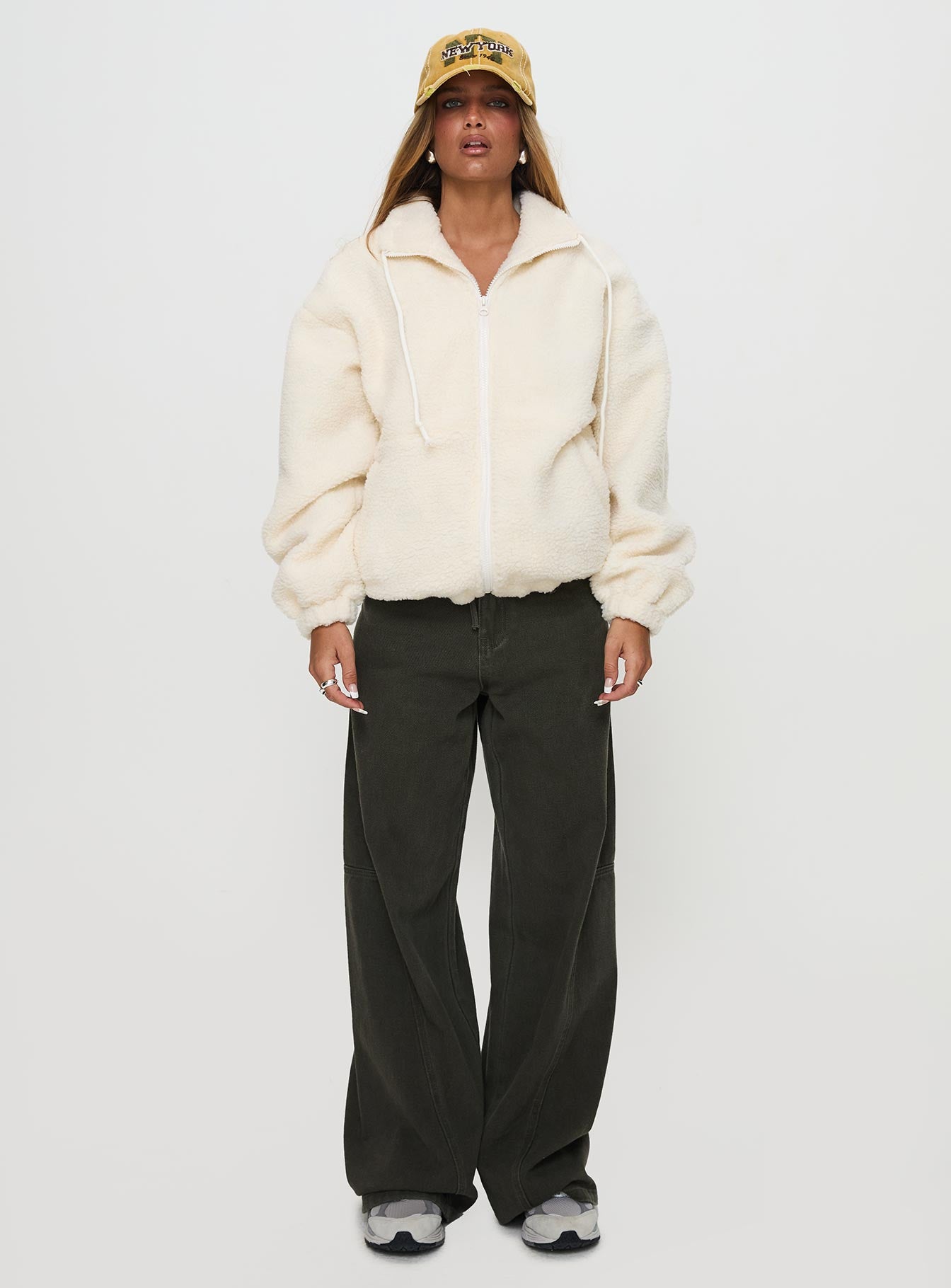 Say My Name Polar Fleece Zip Up Jacket Cream - Image 7