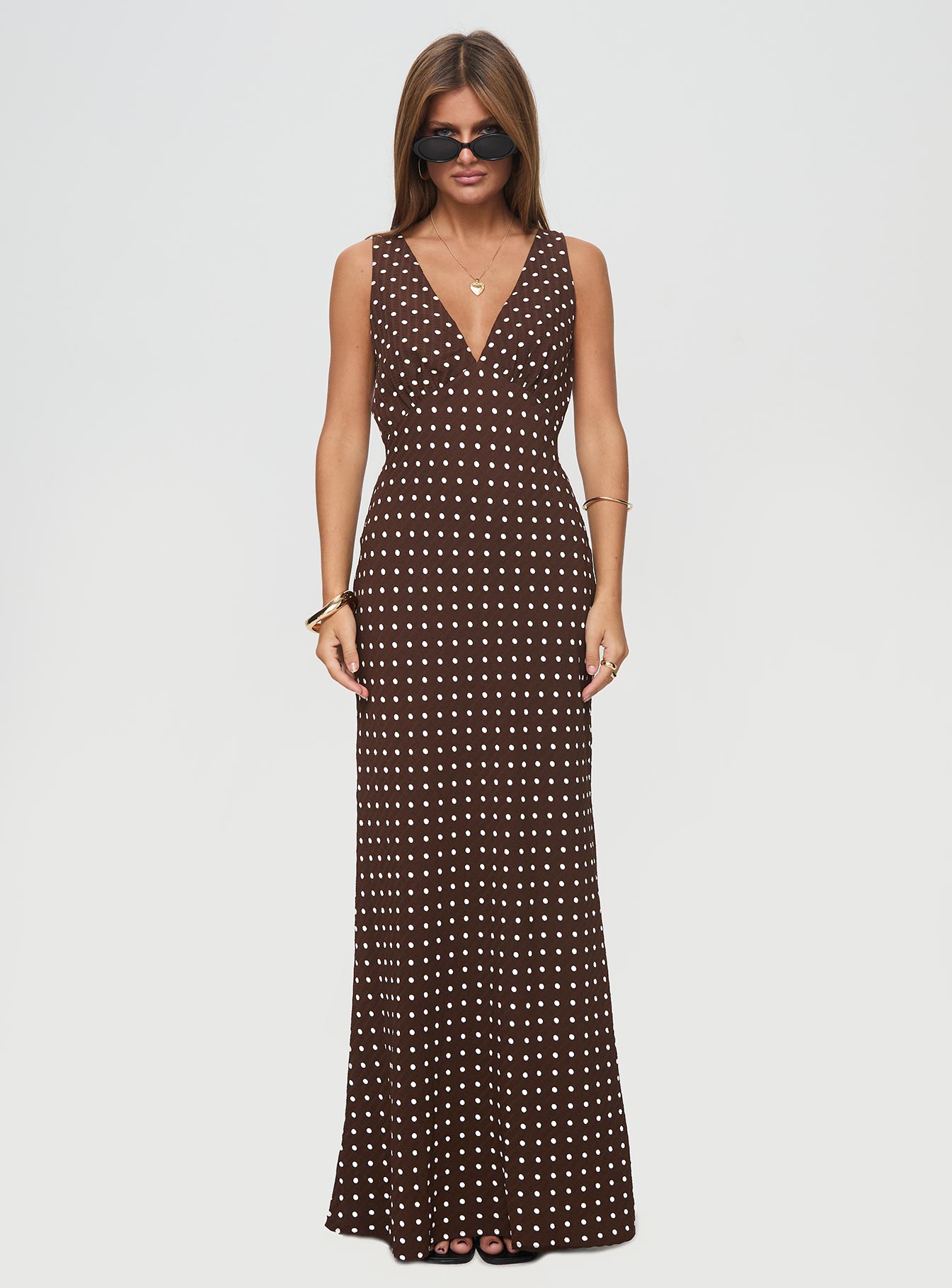 Nellie Maxi Dress Brown Polka Dot - Image 7