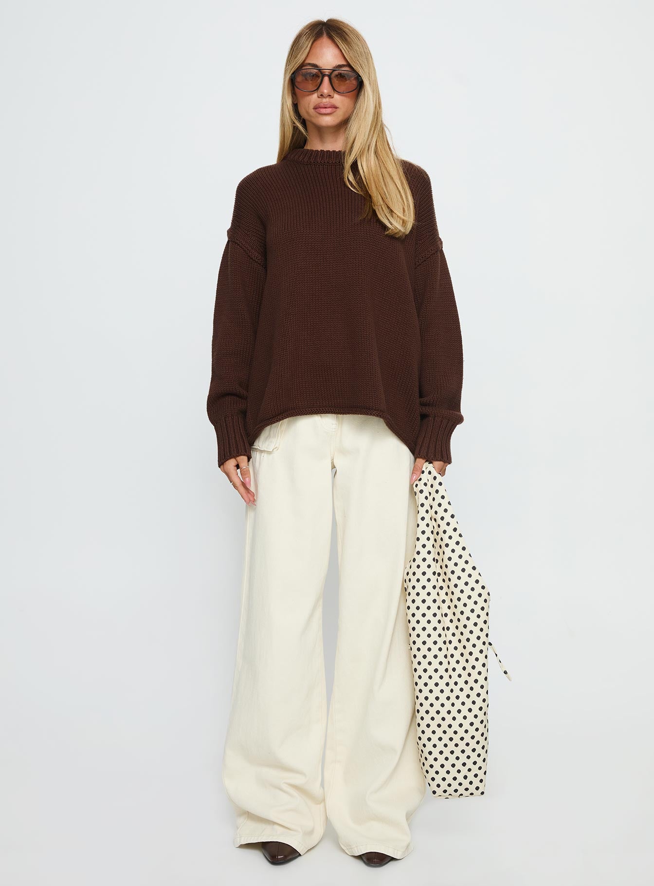Wilda Crew Neck Knit Sweater Brown - Image 7