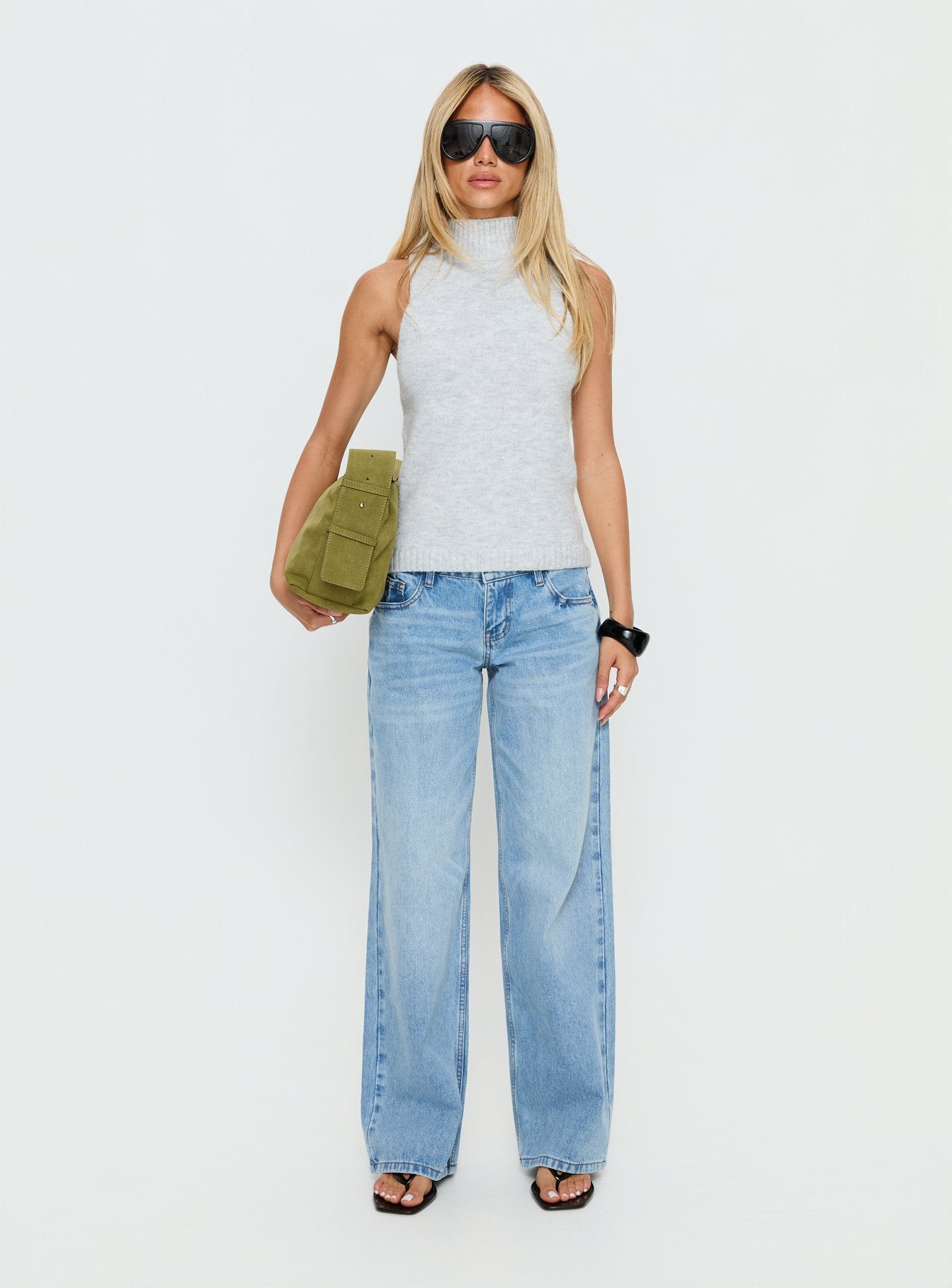 Alicea High Neck Sleeveless Top Pale Grey - Image 7