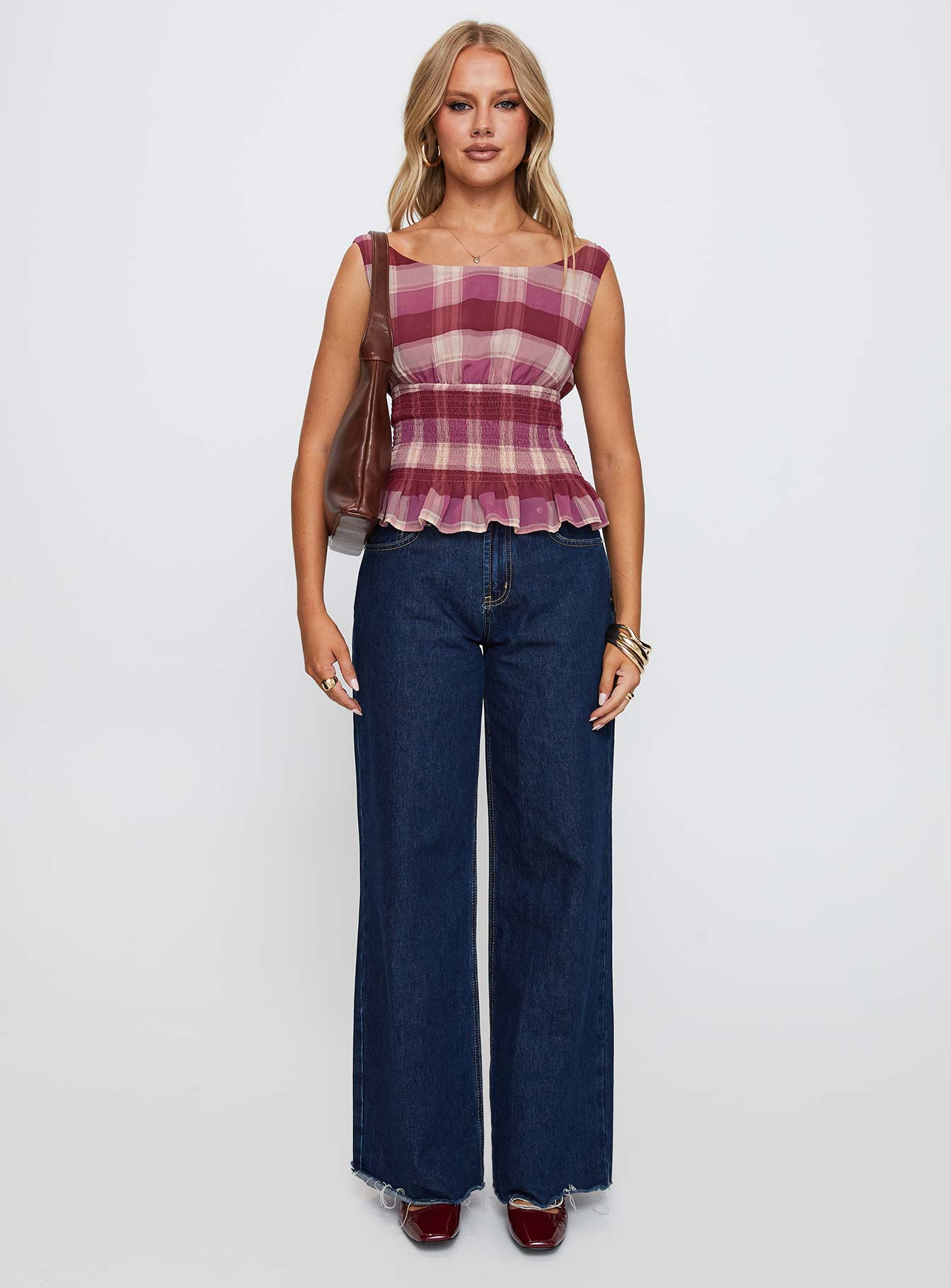 Sweet Honey Frill Top Pink Check - Image 6