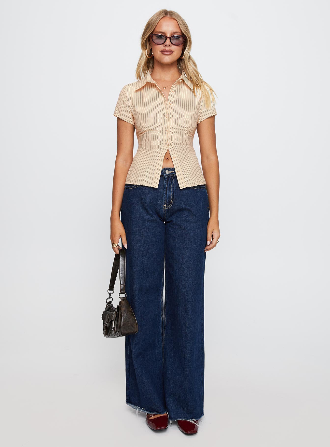 Lift Off Button Up Top Cream / Navy Stripe - Image 7