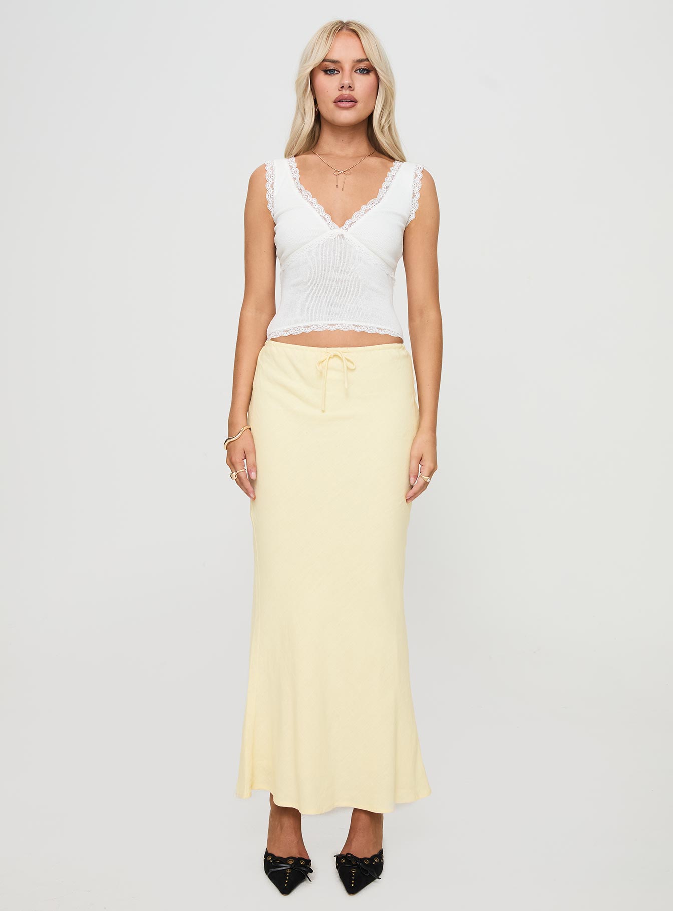 Mercer Linen Blend Maxi Skirt Lemon - Image 7