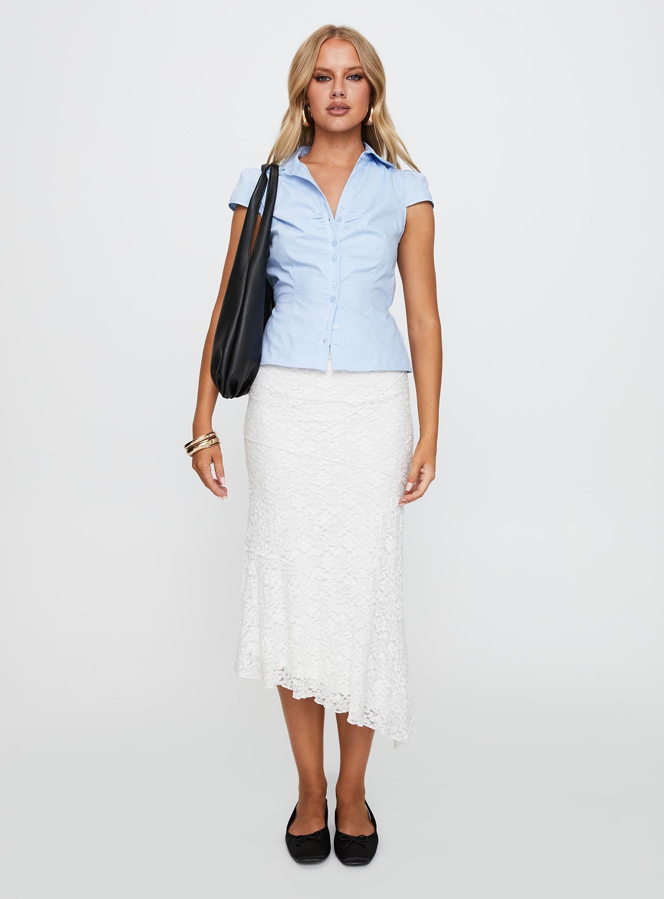 Mathylda Asymmetrical Lace Maxi Skirt White - Image 7