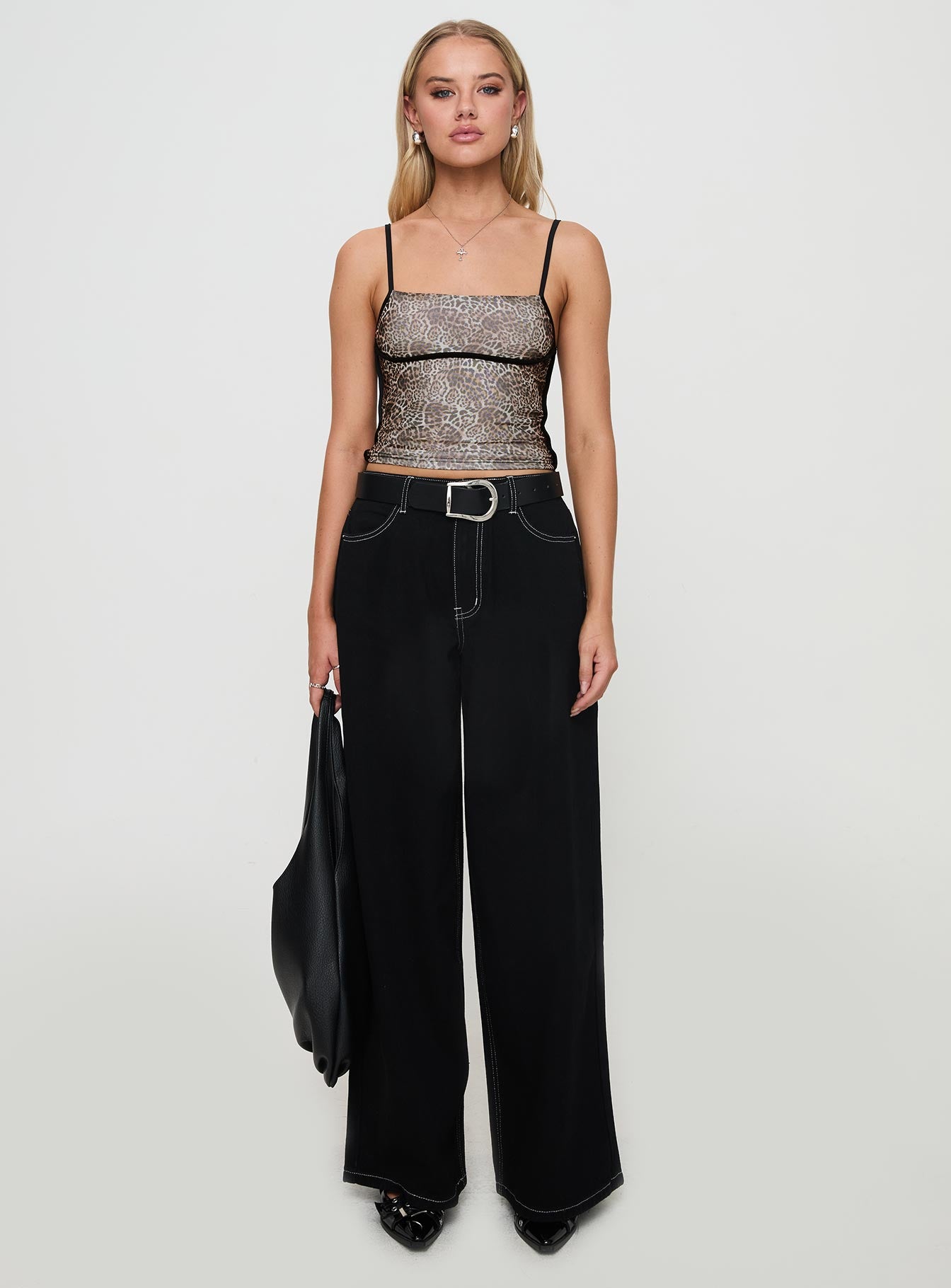 Naylor Mid Rise Wide Leg Jeans Mid Black - Image 7