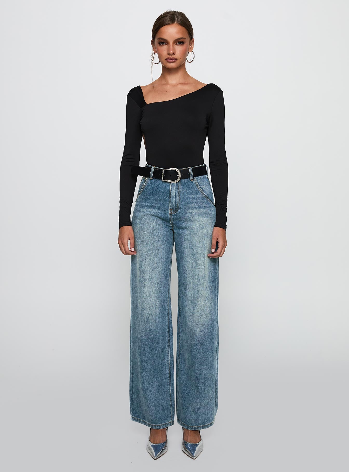 Sacramento High Rise Straight Leg Jeans Mid Blue Denim - Image 7