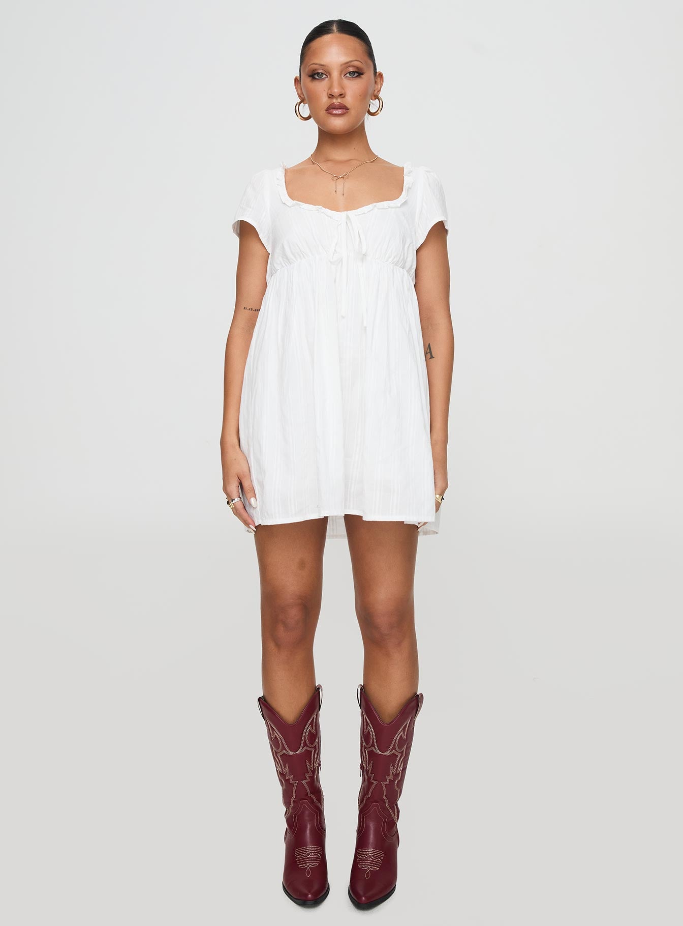 Monsterrat Mini Dress White - Image 6