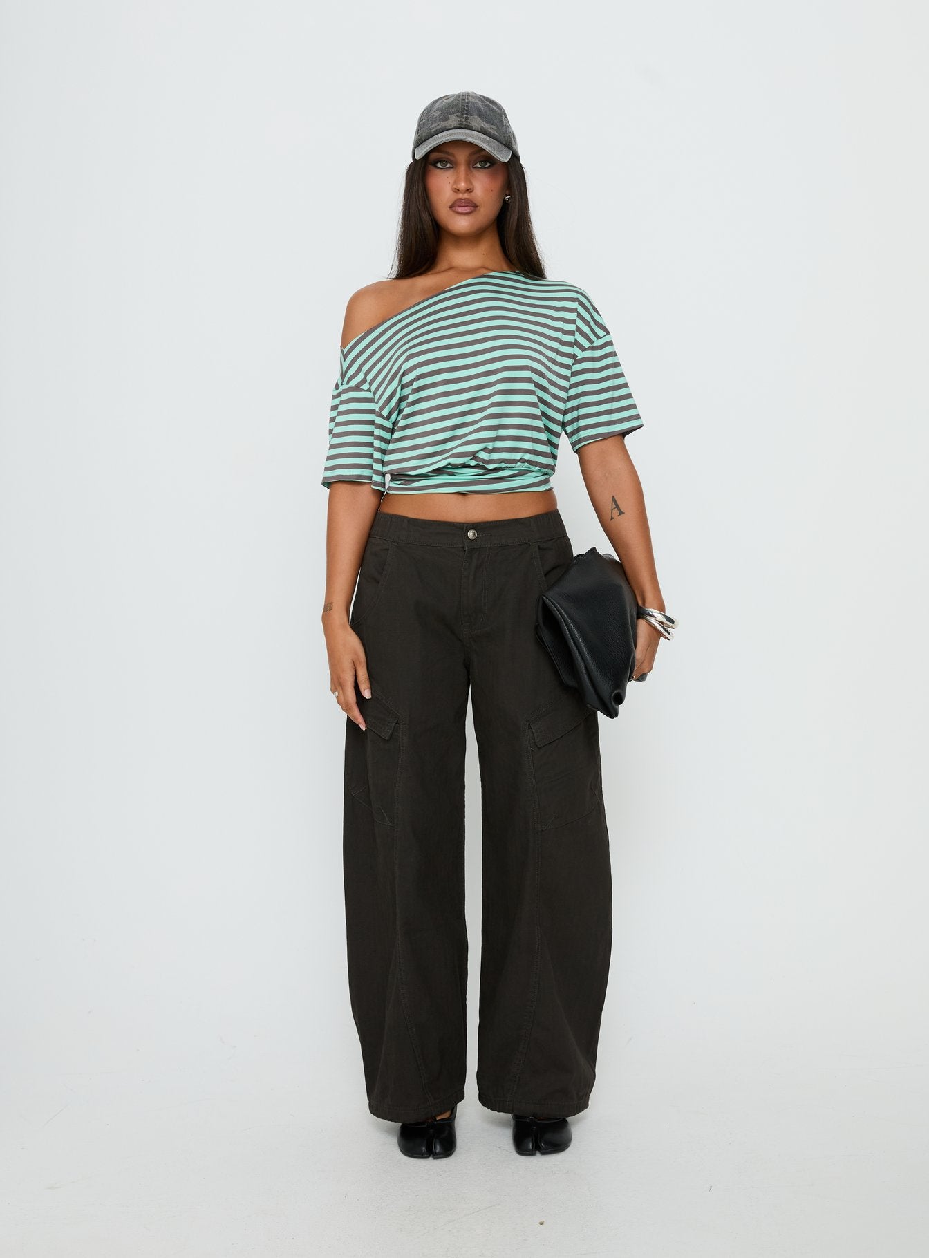 Ashlinn Off Shoulder Drapey Top Stripe - Image 7