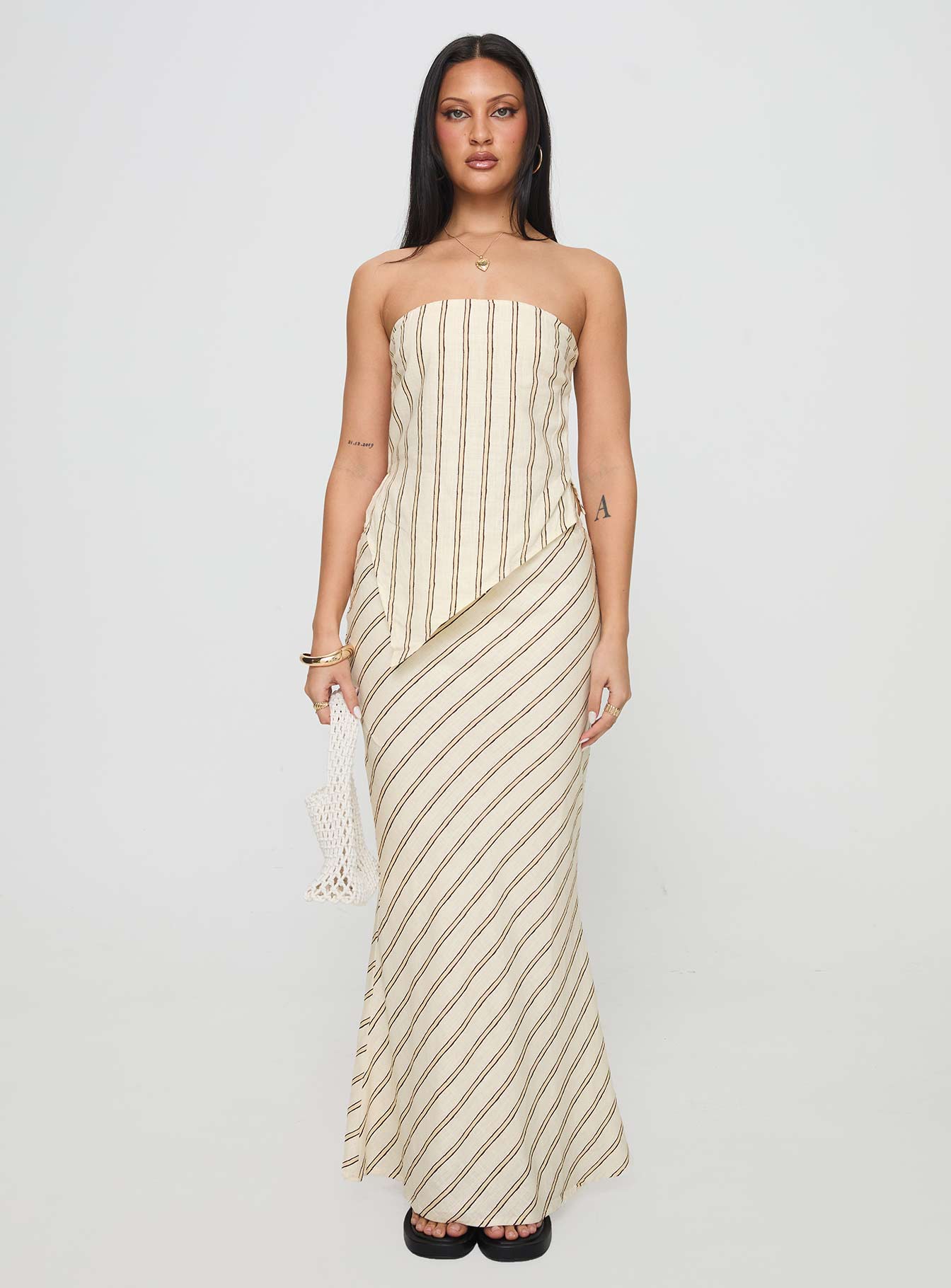 Mercer Linen Blend Maxi Skirt Cream - Image 7
