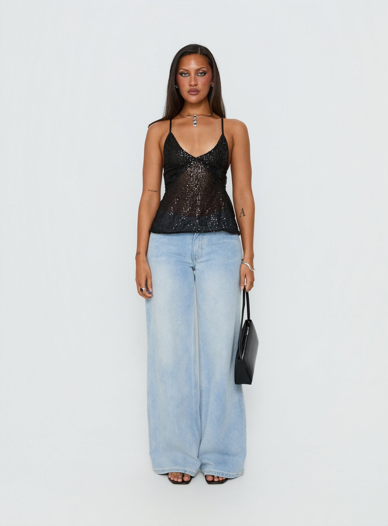 Opaline Sequin Cami Top Black - Image 7
