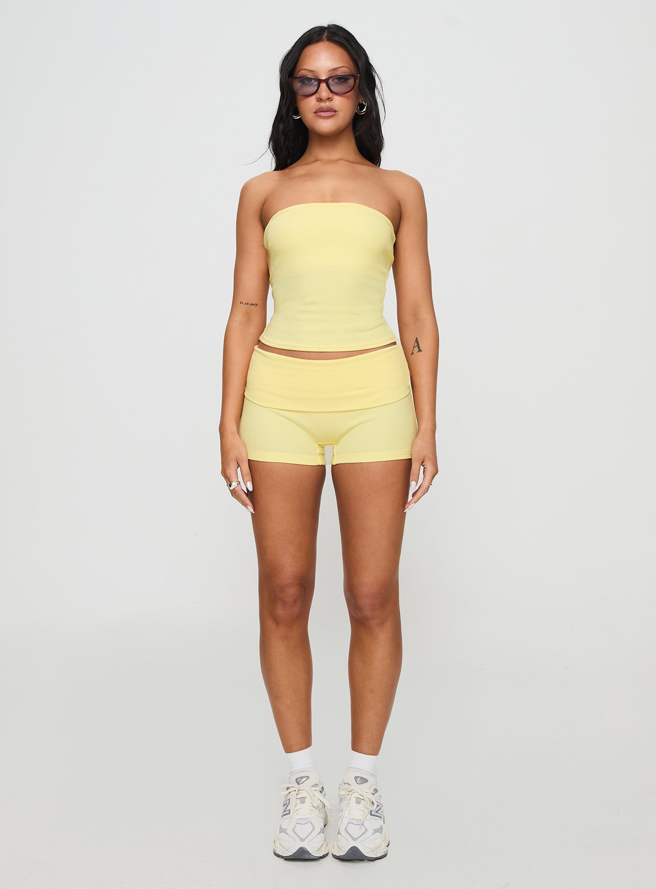 Baseline Strapless Rib Top Yellow - Image 7