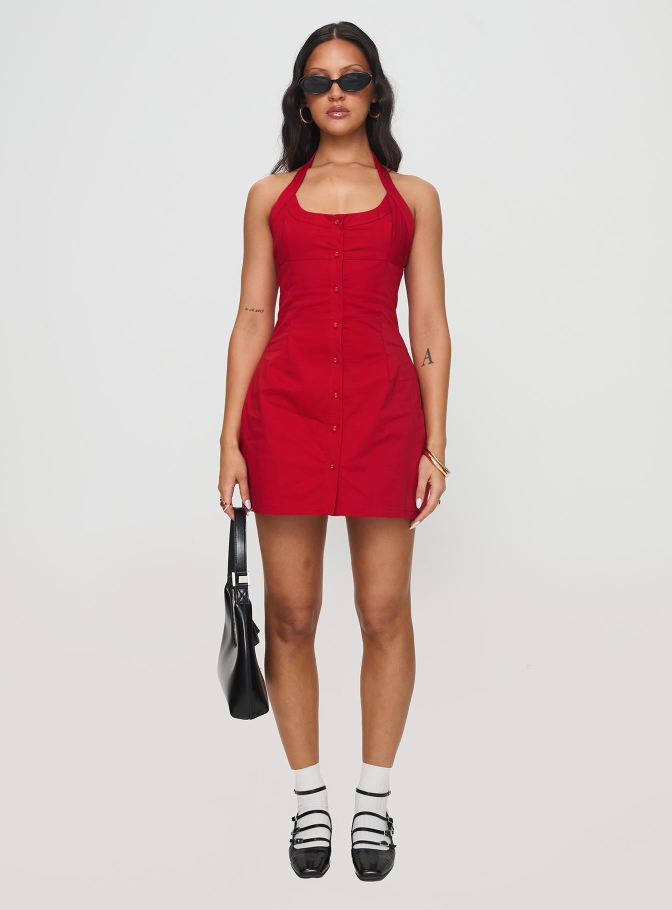 Mallorie Halter Mini Dress Red Tall - Image 9