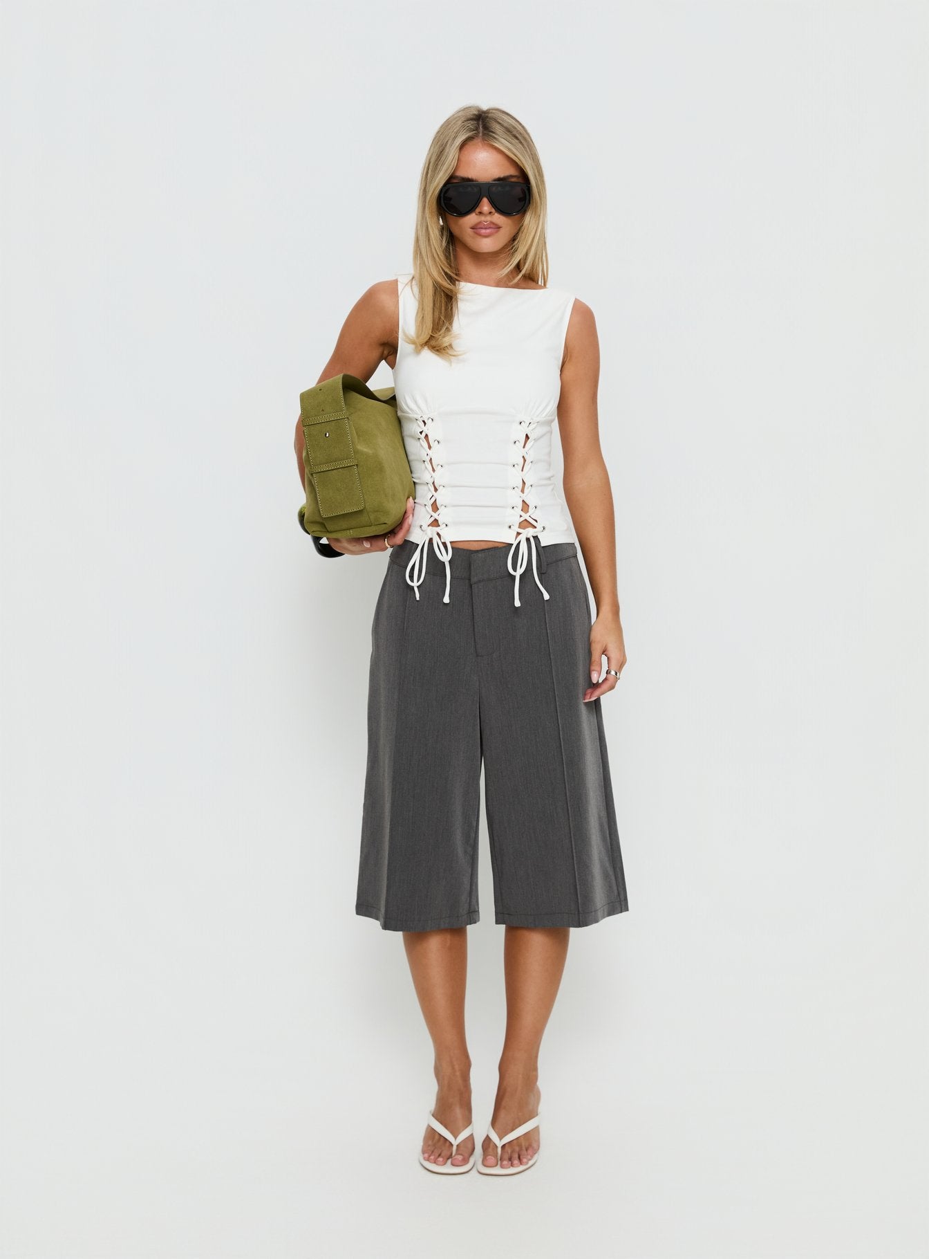 Lindee Tie Up Sleeveless Top White - Image 7