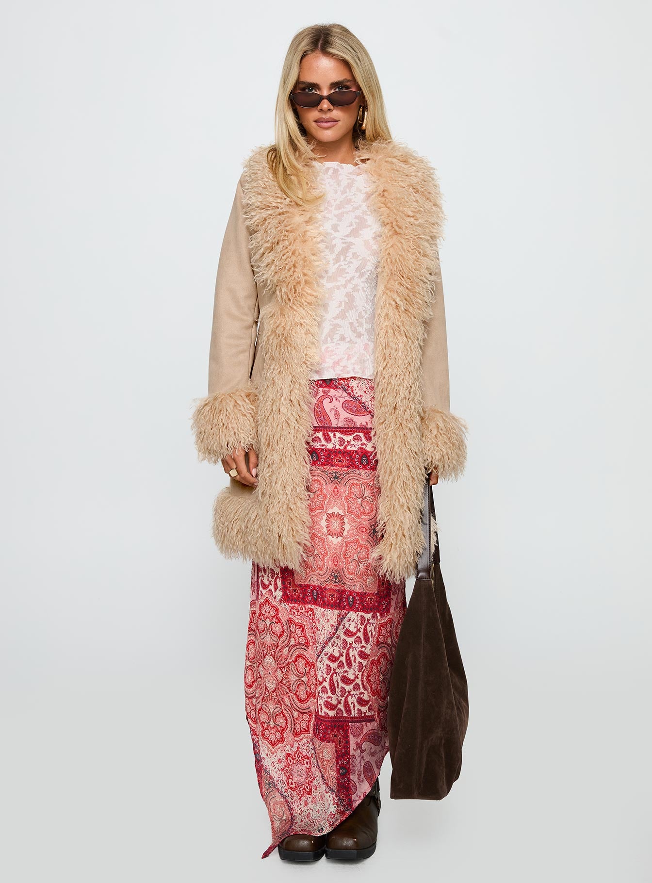 Josefina Faux Fur Detail Jacket Beige - Image 7