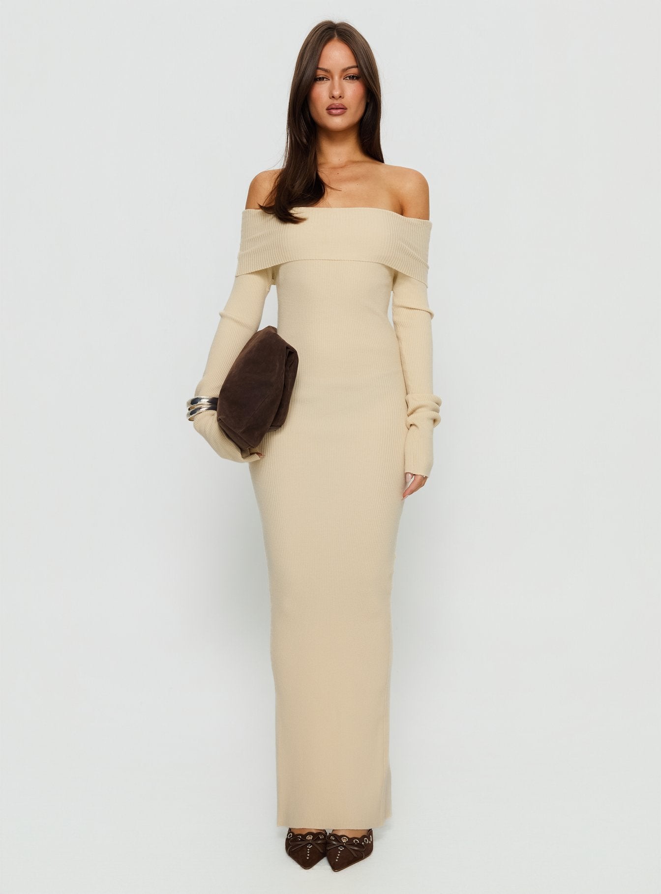 Phylis Off The Shoulder Maxi Dress Cream - Image 6