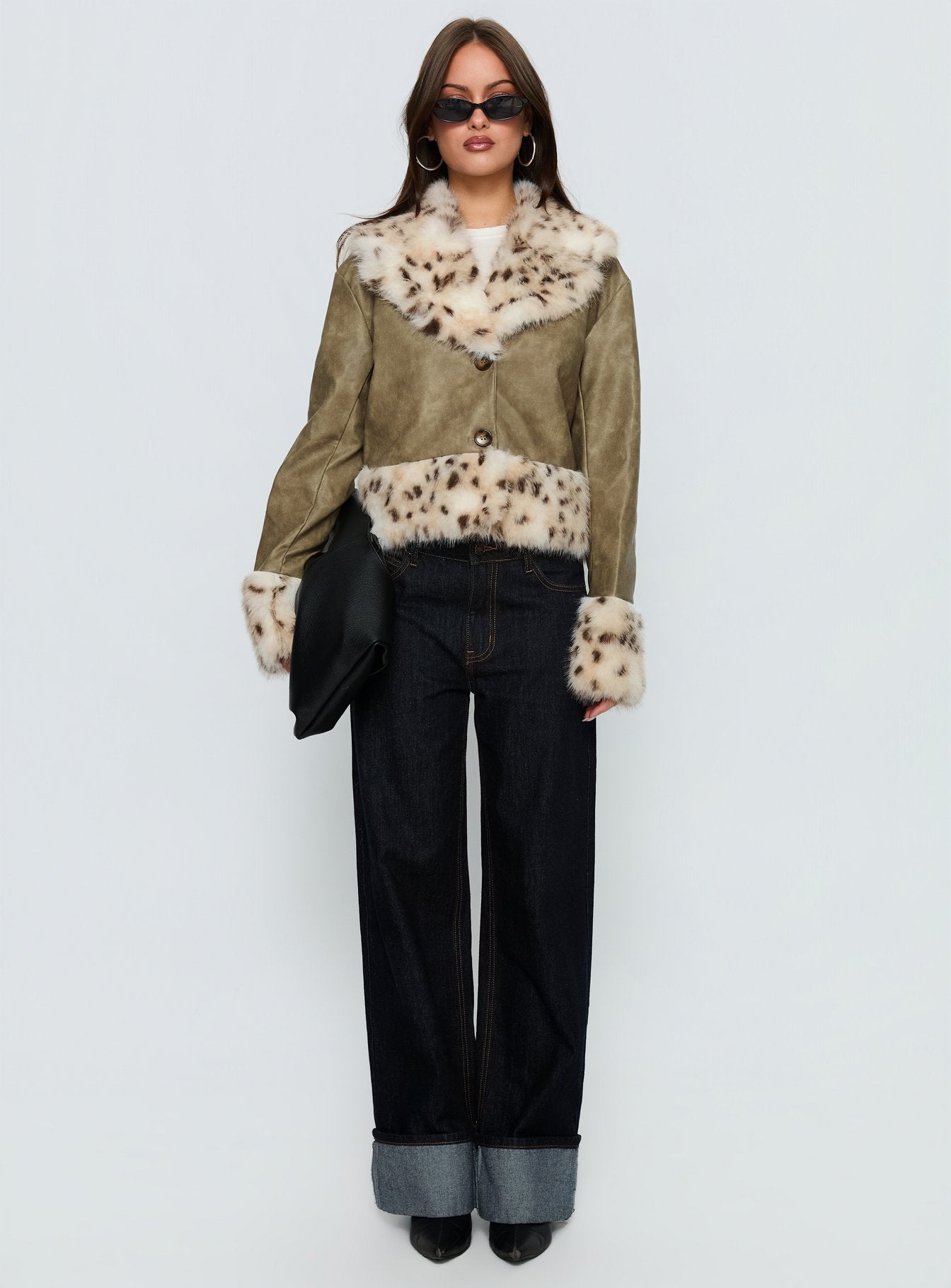 Hiraya Faux Fur Trim Jacket Vintage Green - Image 8