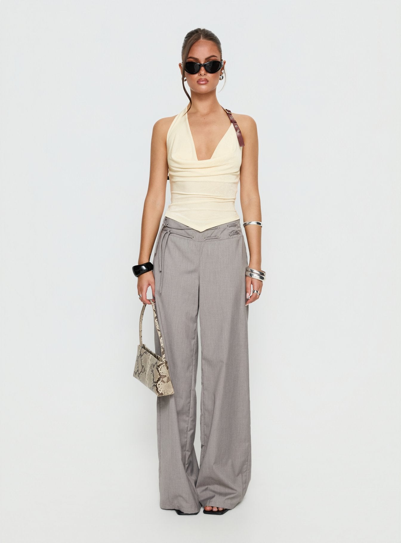 Syrenah Halter Cowl Neck Top Cream - Image 7