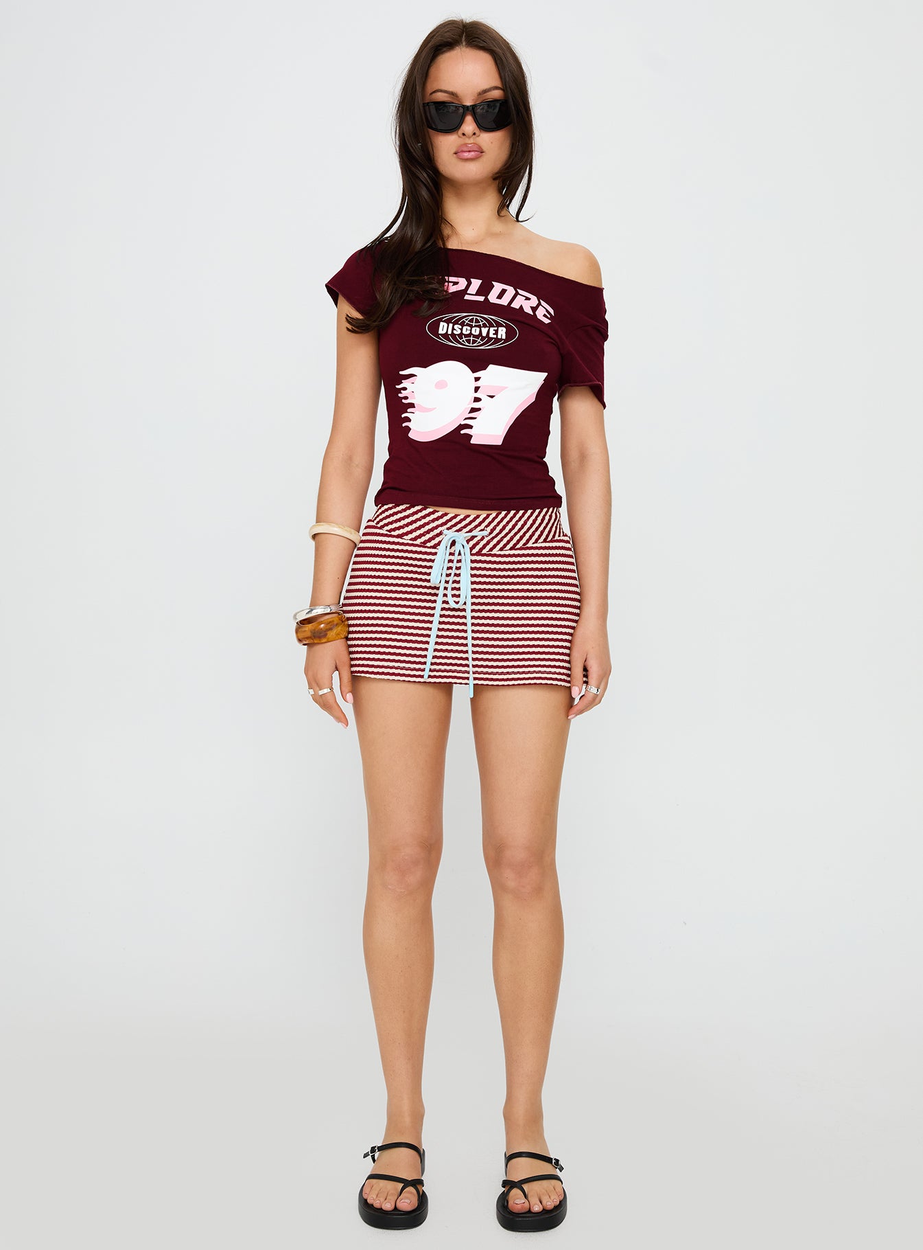Bexi Textured Skort Red / White Stripe - Image 7