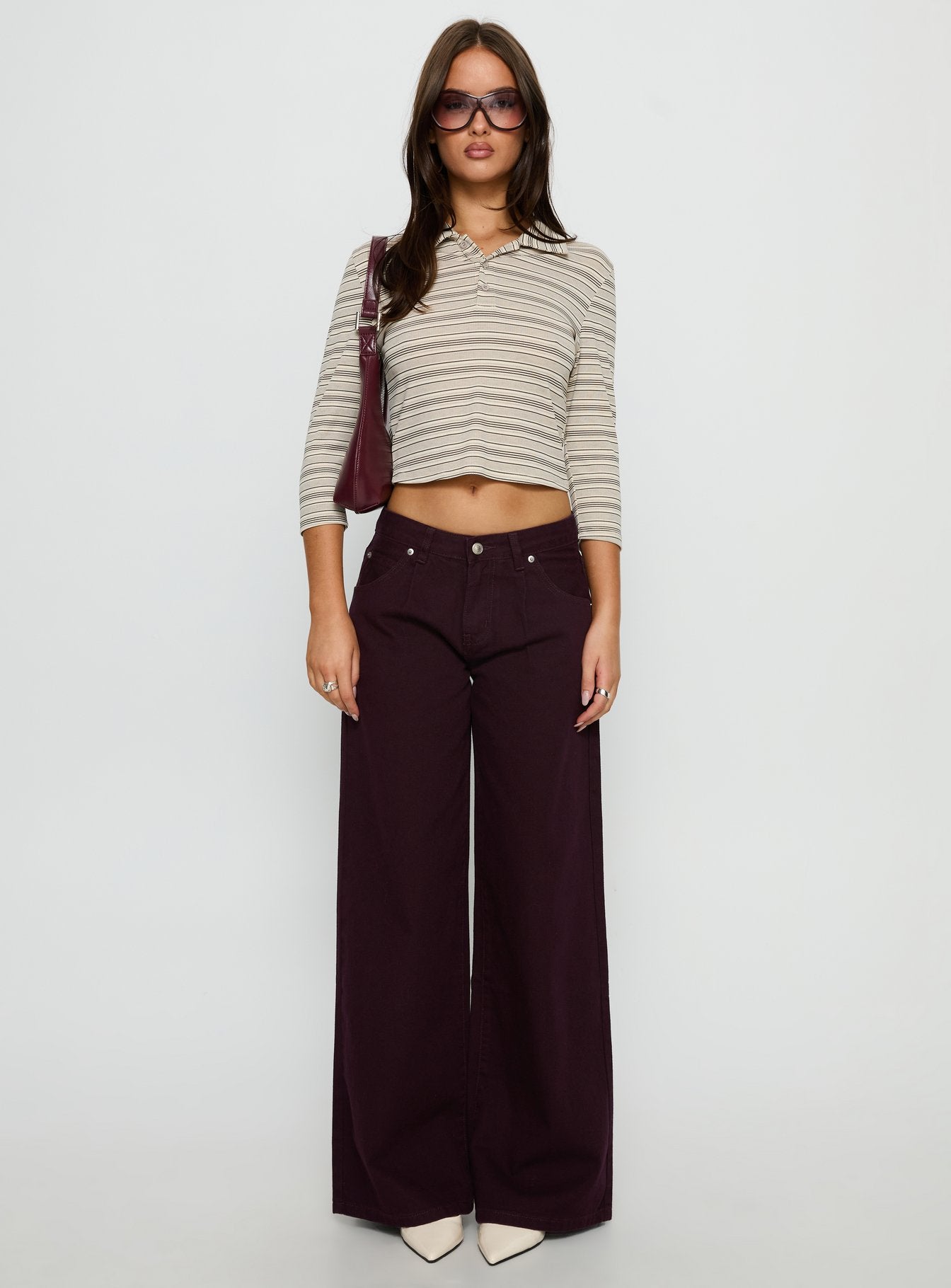 Supercut Low Rise Baggy Pleat Jeans Currant - Image 6