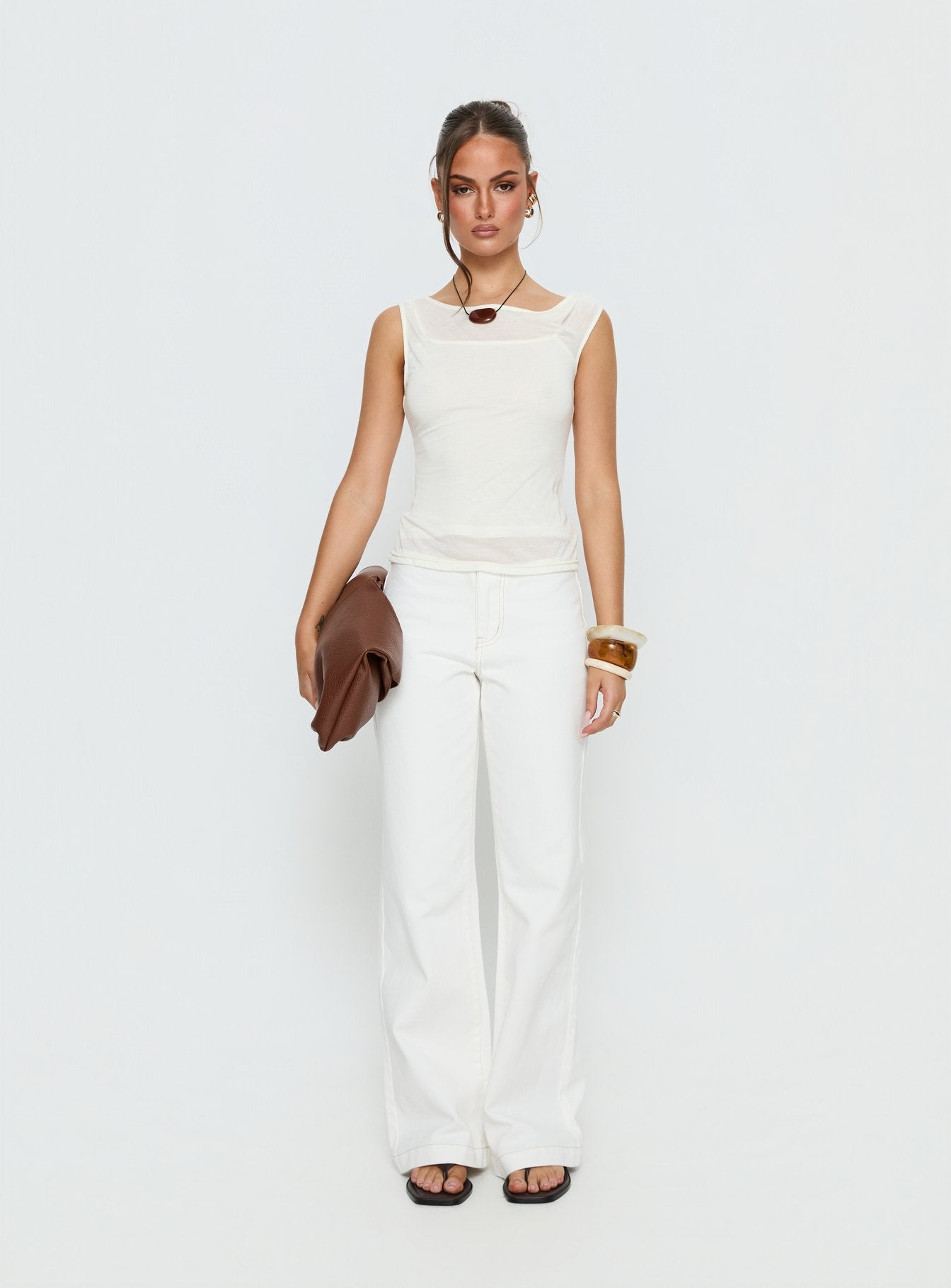 Buenos No Waist Low Rise Straight Leg Jeans White - Image 7