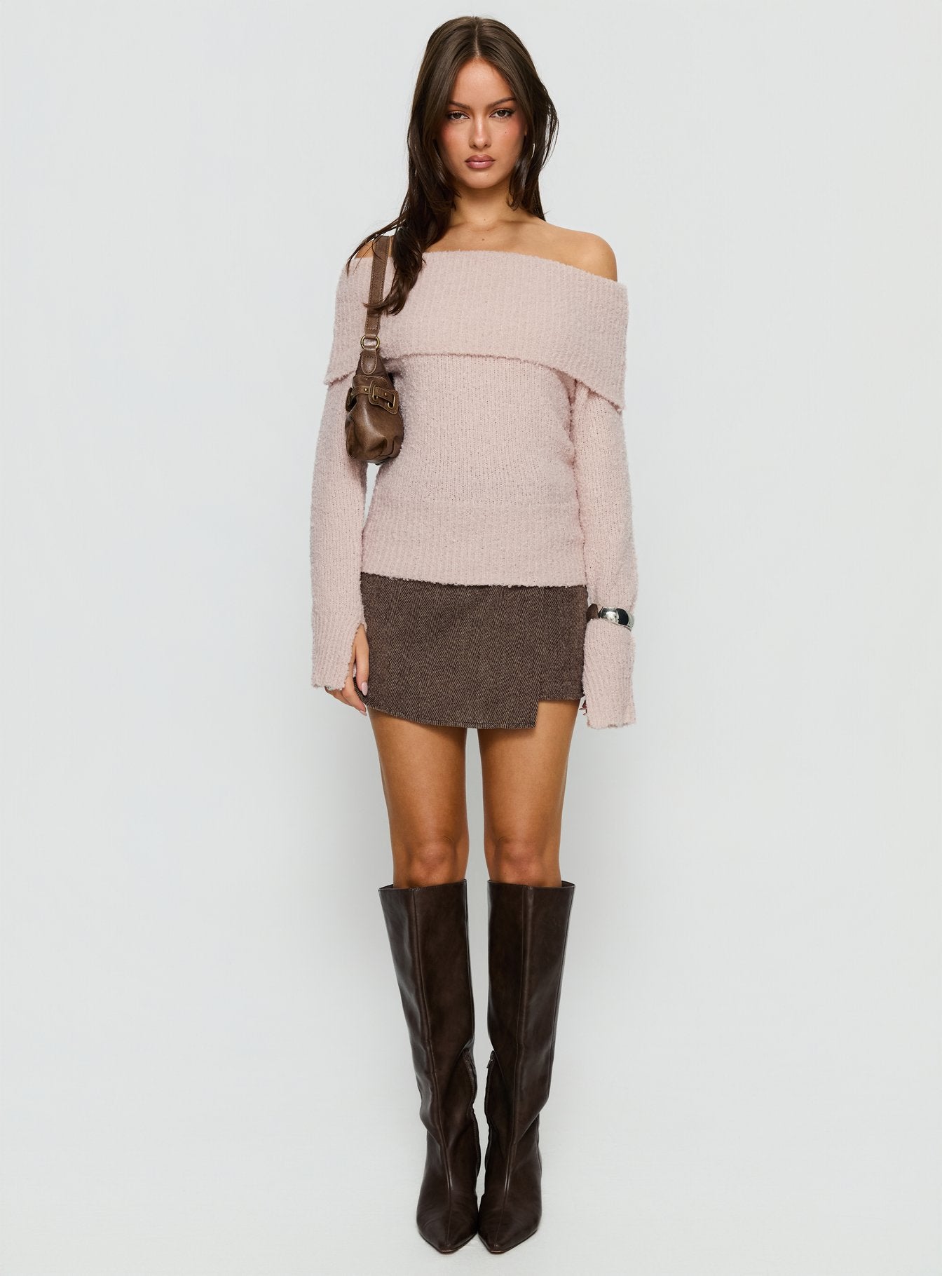Clairissa Off Shoulder Knit Sweater Pink - Image 6